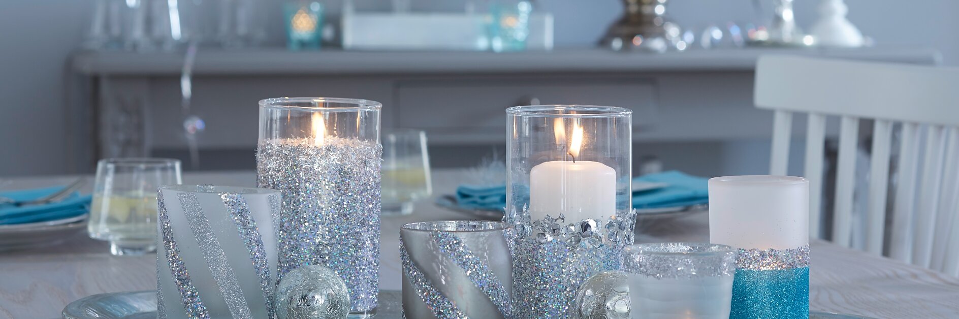 Sparkling Candle Jar Decoration Idea