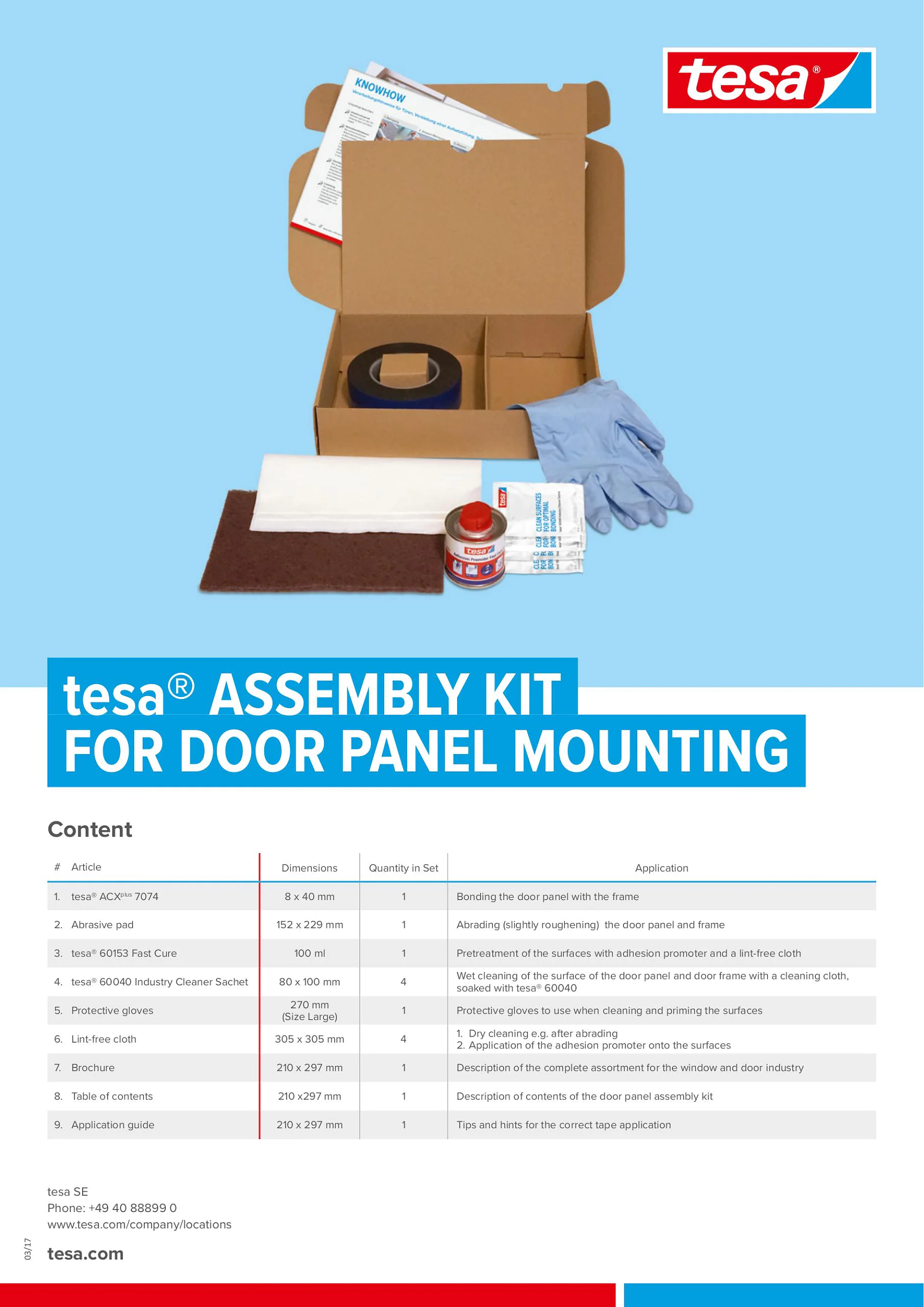 Kit di assemblaggio tesa® per montaggio di pannelli per porte