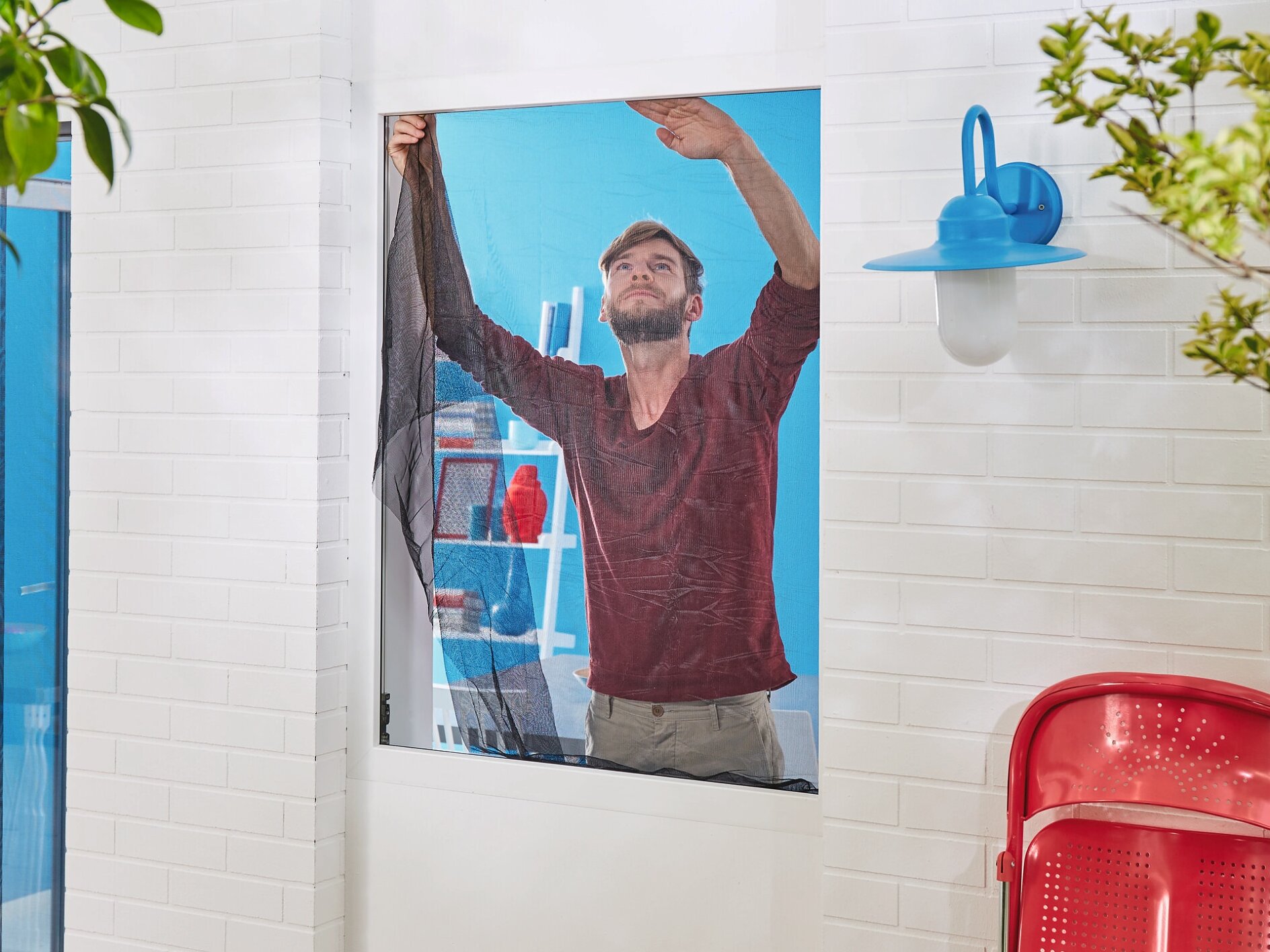 Rete Zanzariera Tesa Insect Stop - 130x150cm, Con Nastro Adesivo Attacca & Stacca, Antracite - Foto 3