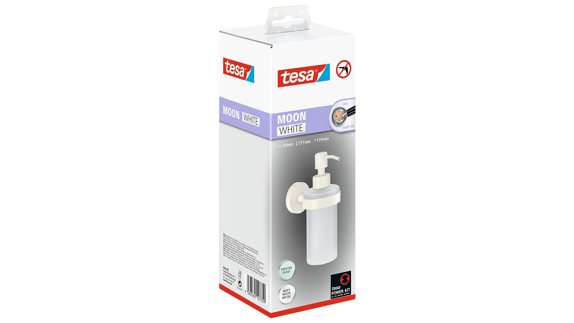Portaspazzolino Tesa MOON WHITE In Vetro Satinato - Senza Foratura, Adesivo Incluso - Foto 9
