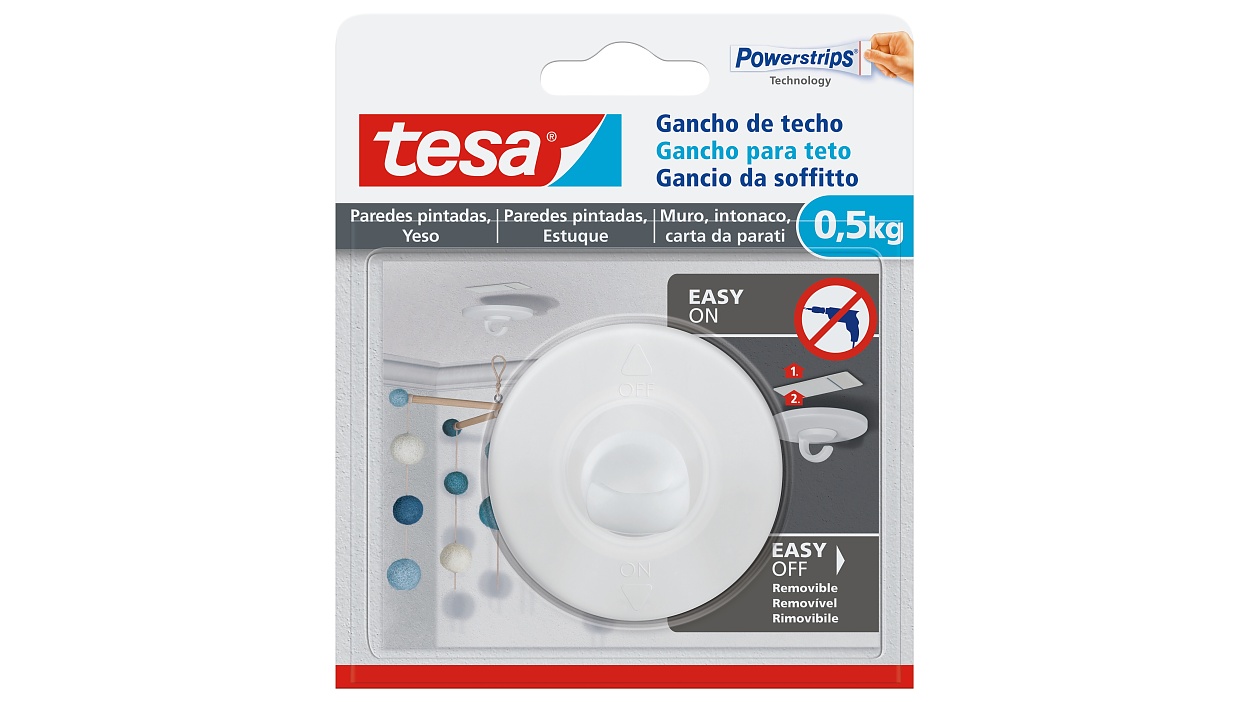 [en-en] tesa Smart Mounting System Ceiling Hook 0,5kg Wallpaper