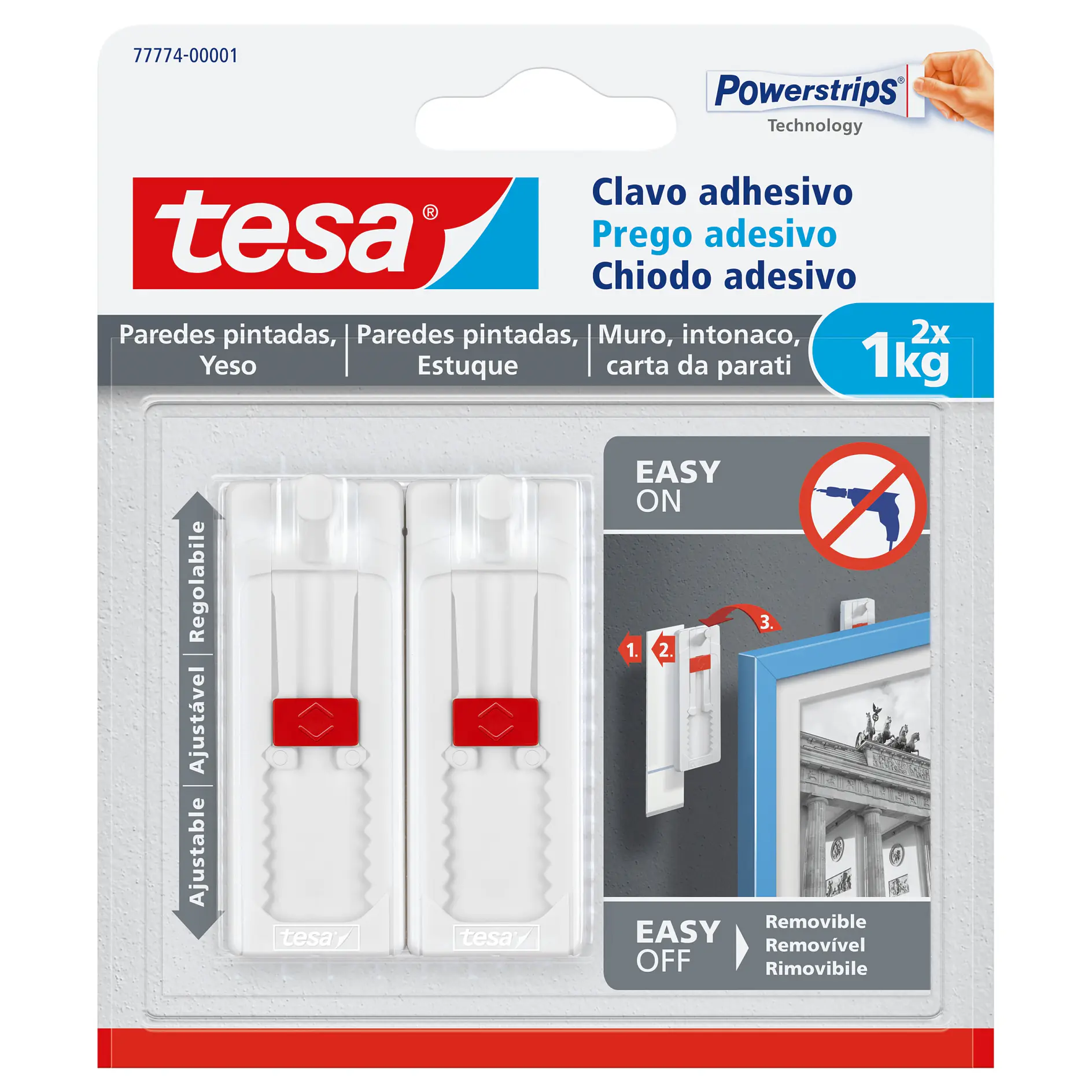 tesa adhesive wall hooks for painted walls and plaster, holding up to 1kg, with easy on/off removable design, indoor use (This text has been generated by AI)