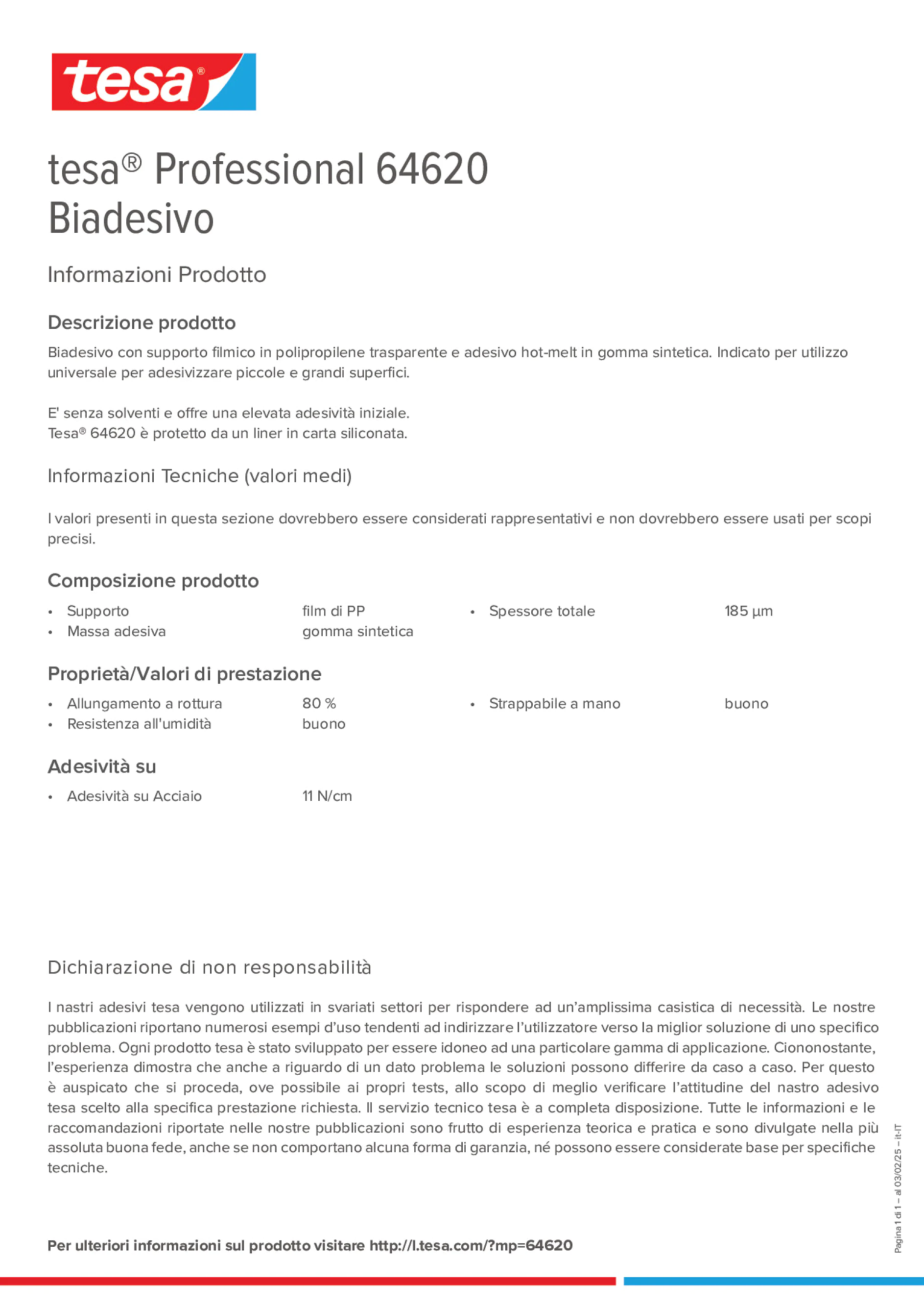 Product information_tesa® Professional 64620_it-IT