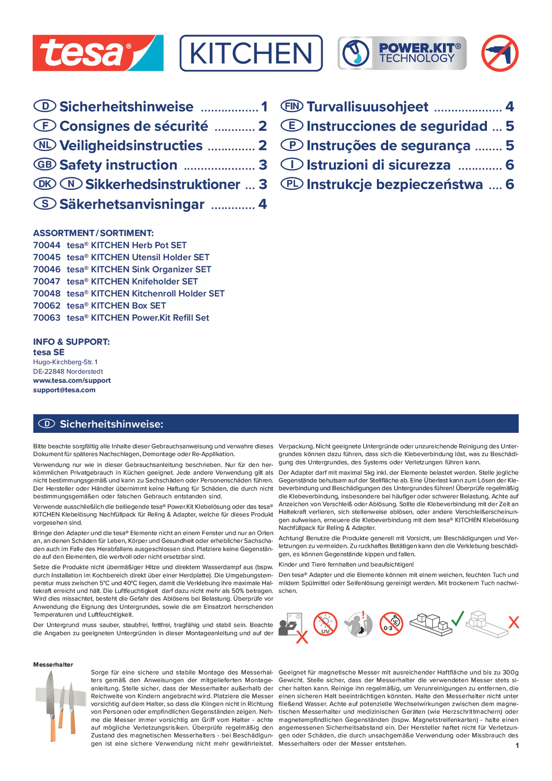 tesa_GPSR_kitchen_single_sets_safety_instruction tesa_GPSR_kitchen_single_sets_safety_instruction