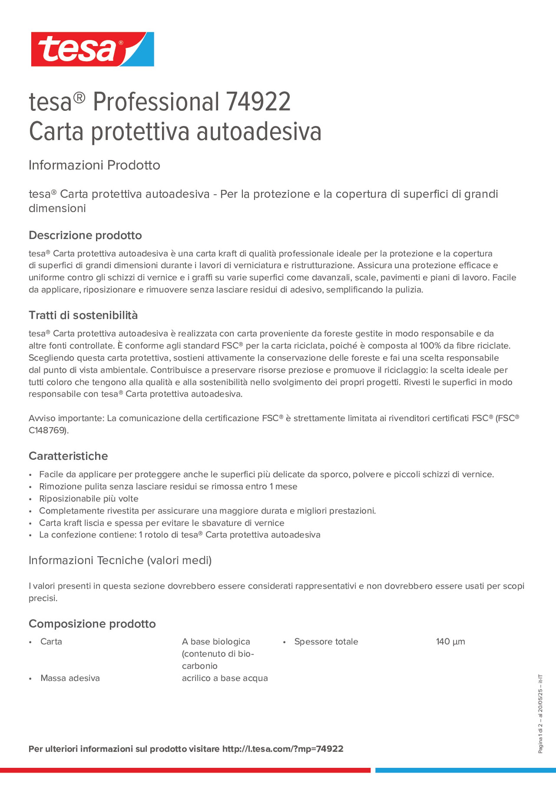 Product information_tesa® Professional 74922_it-IT