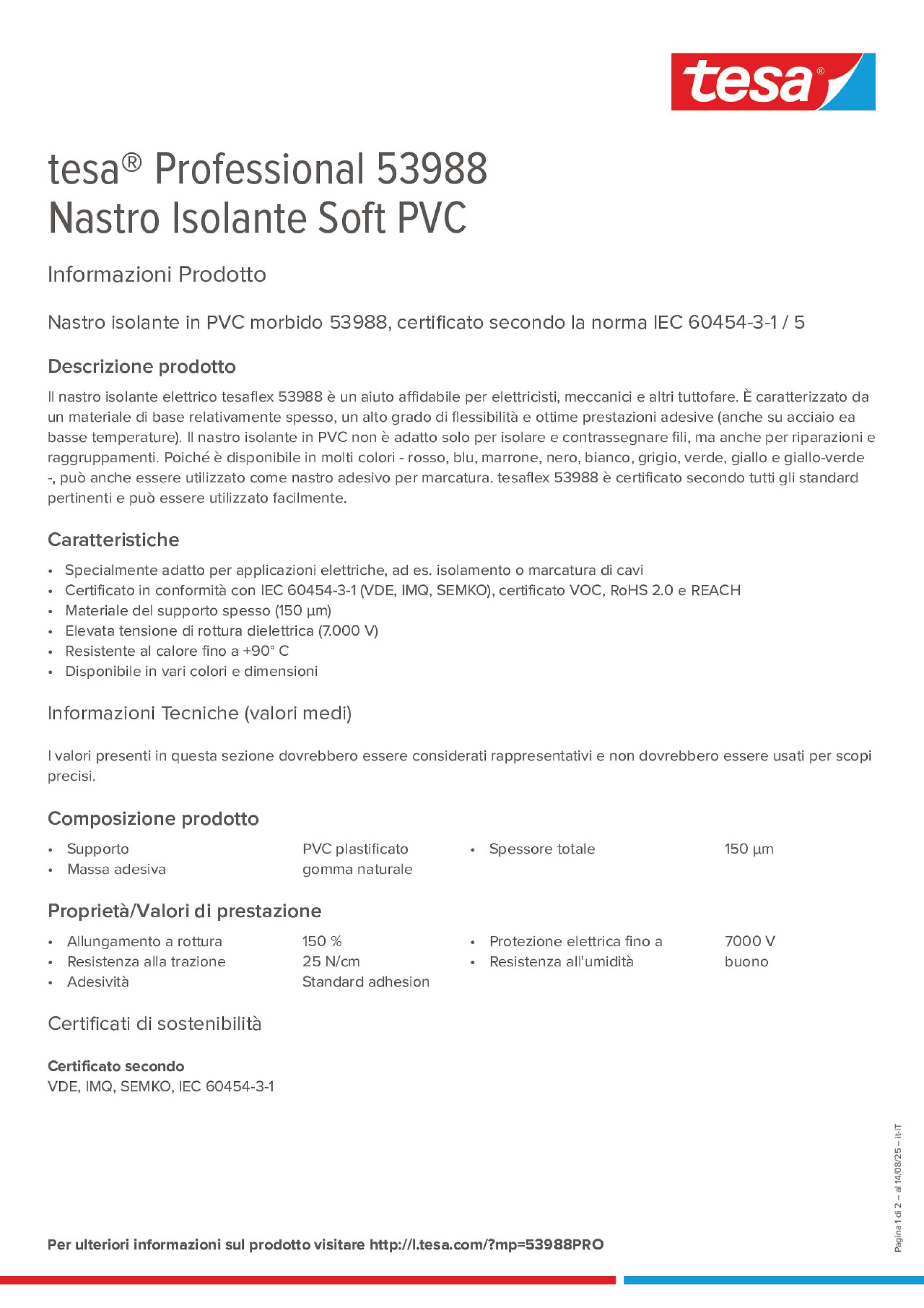 53988-00075-00 | Nastro Isolante Elettrico Tesa Tesa 53988 In PVC Morbido, 15mm X 10m X 150mm | RS - Foto 13