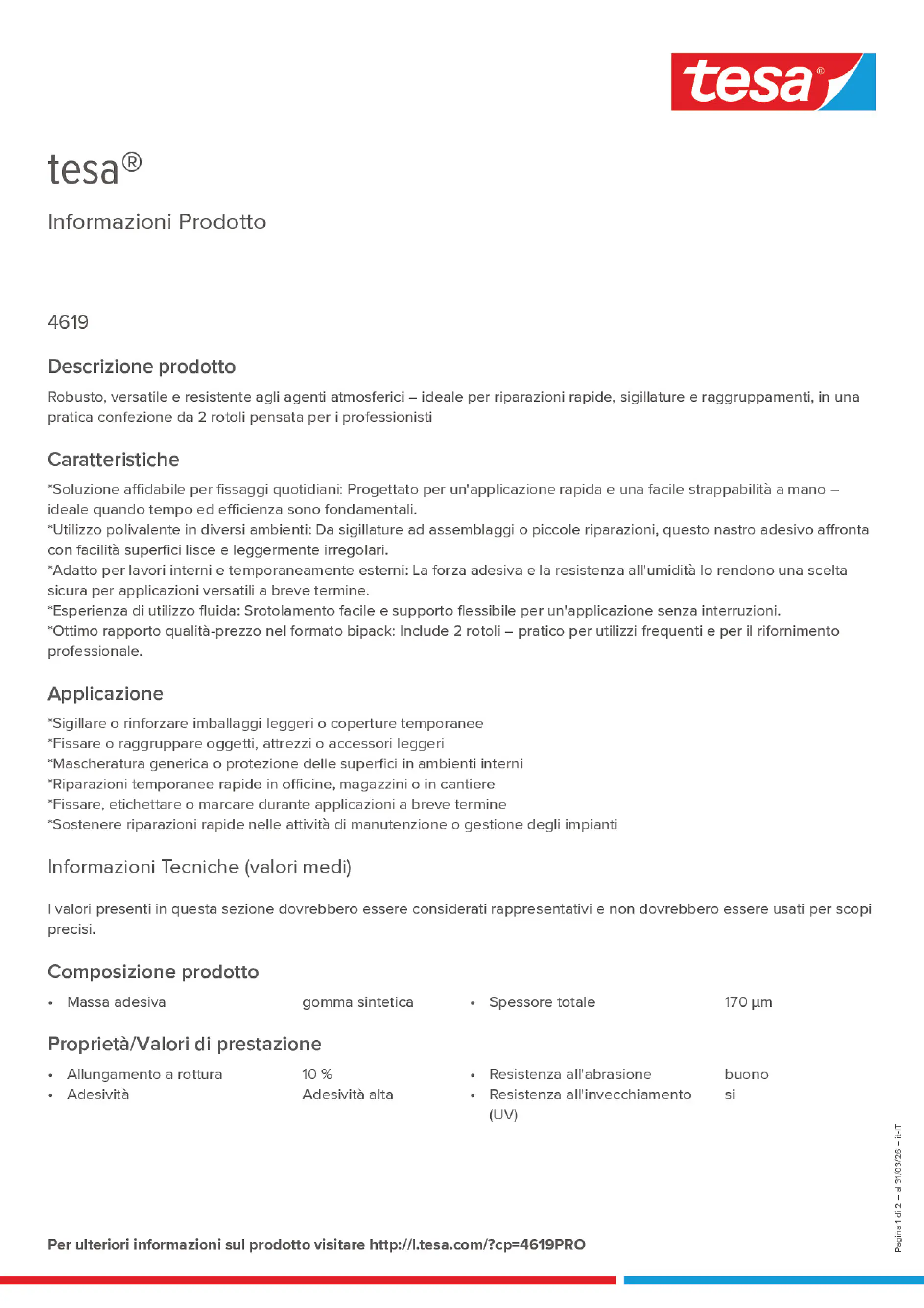 Product information_tesa® 4619PRO_it-IT