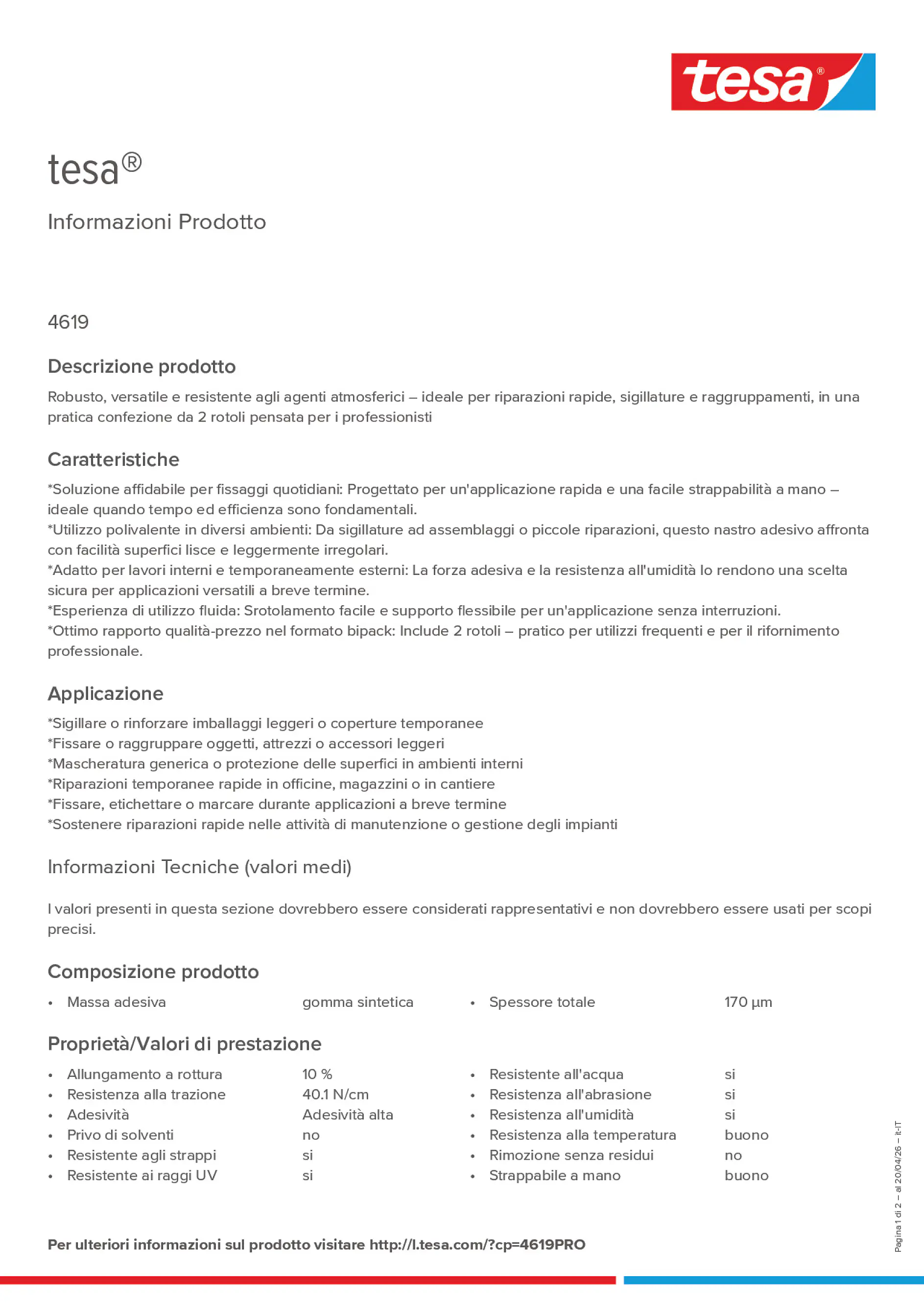 Product information_tesa® 4619PRO_it-IT