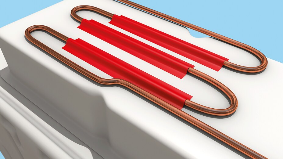 Adhering Coils to Freezer with Aluminum Tapes