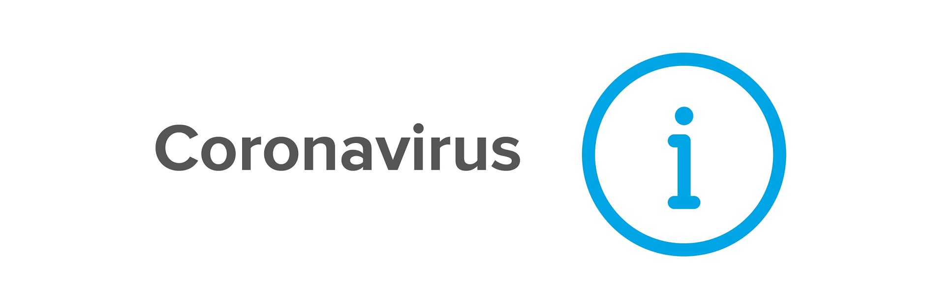 画像の左側には灰色の文字で「Coronavirus」という単語が表示されています。右側には、青い円の中に小文字の「i」が描かれた青い情報アイコンがあり、どちらも白い背景です。. (This text has been generated by AI)