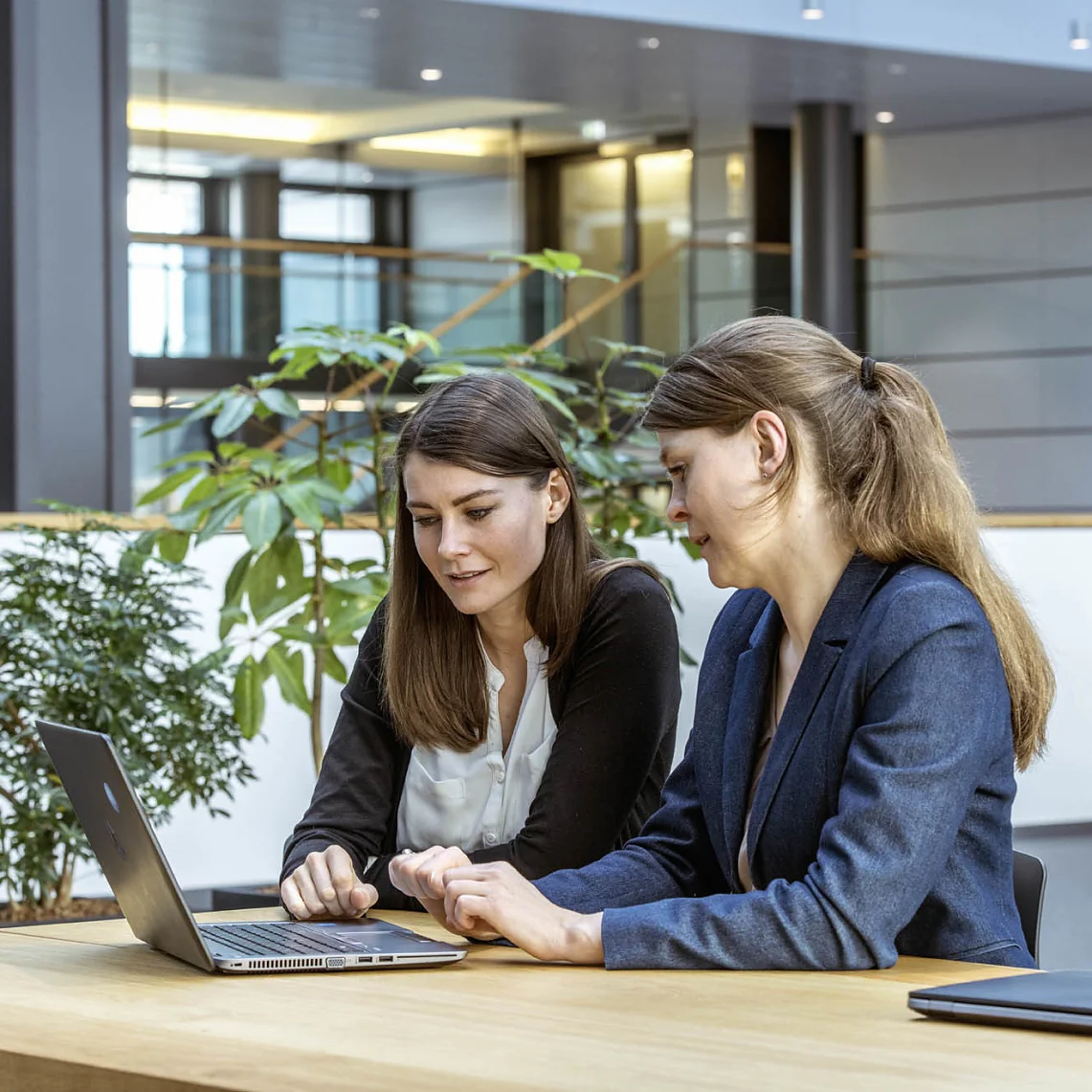 Two people meeting in an office