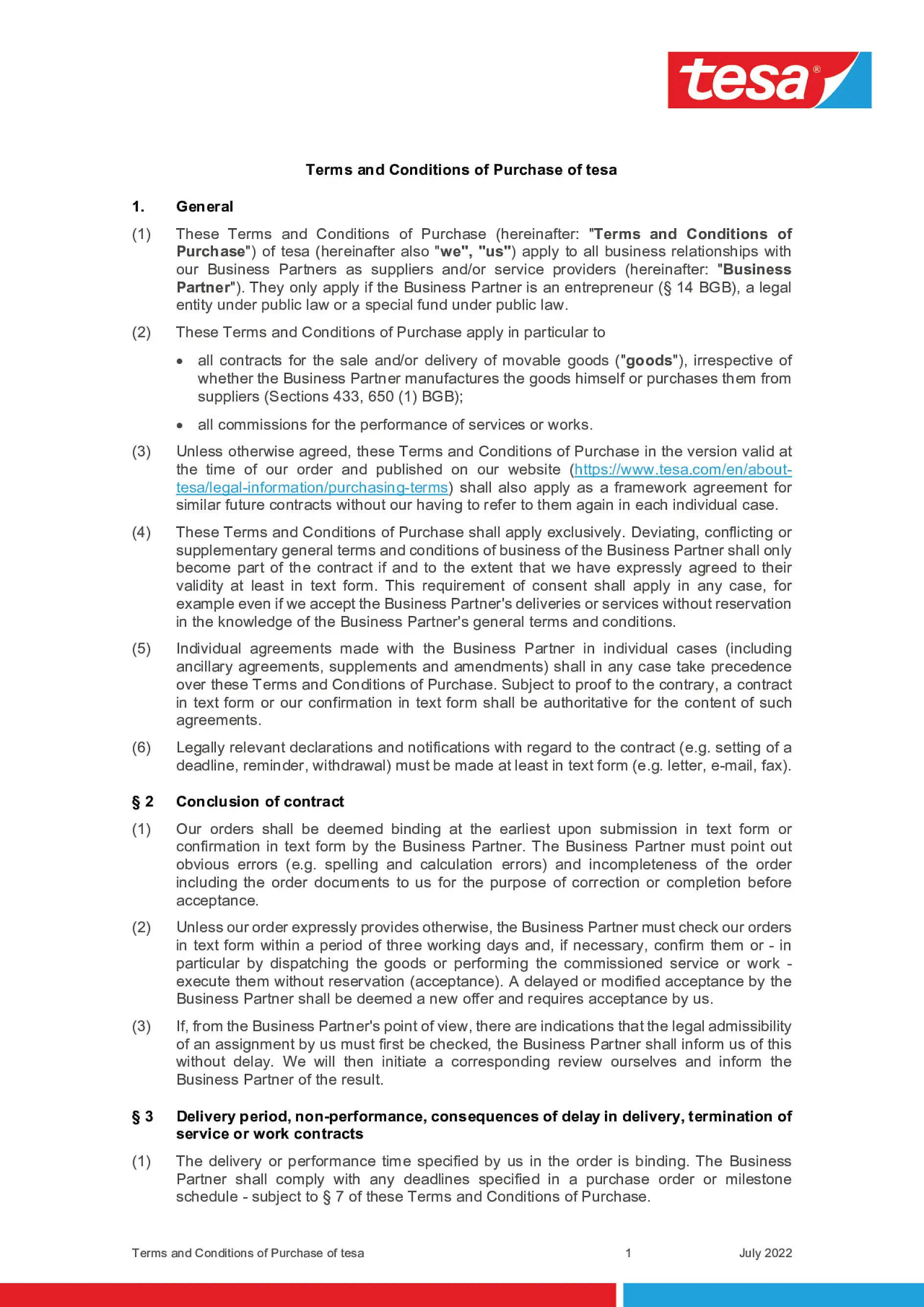 Terms and Conditions of Purchase of tesa SE English April 2021