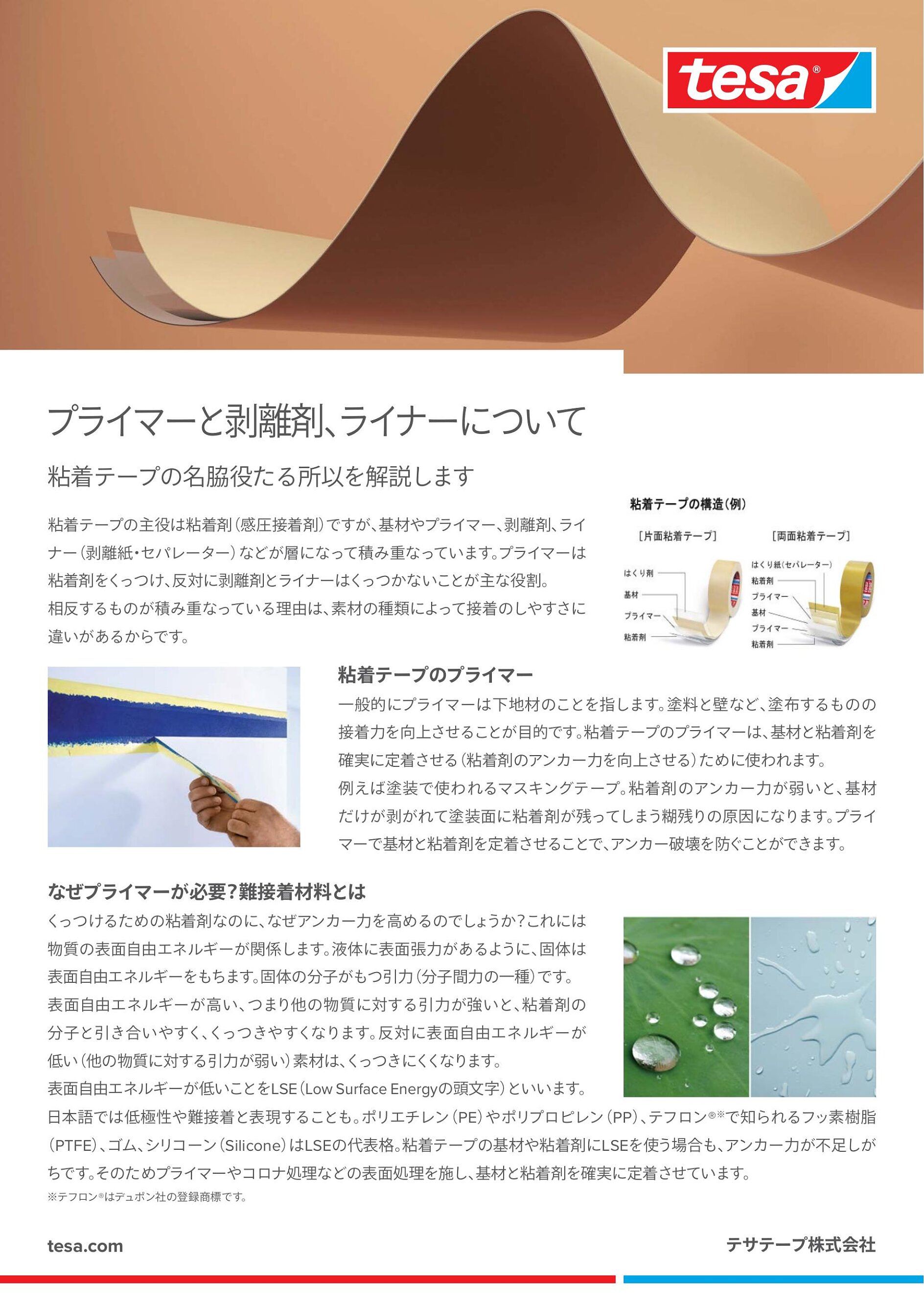粘着テープのプライマー、剥離剤、ライナーについて - tesa