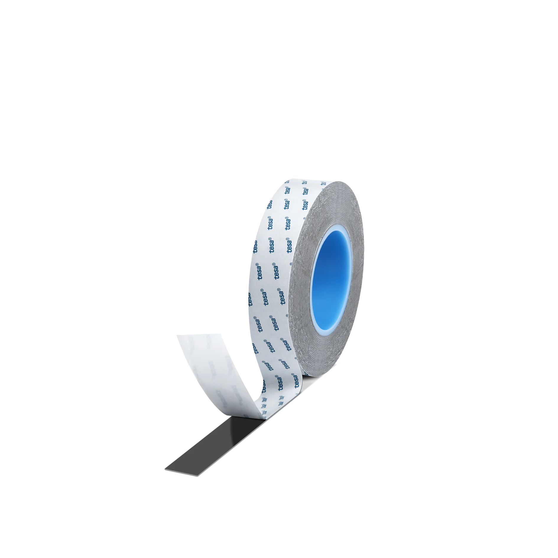 roll of double-sided adhesive tape with one end peeled off, isolated on white background (This text has been generated by AI)