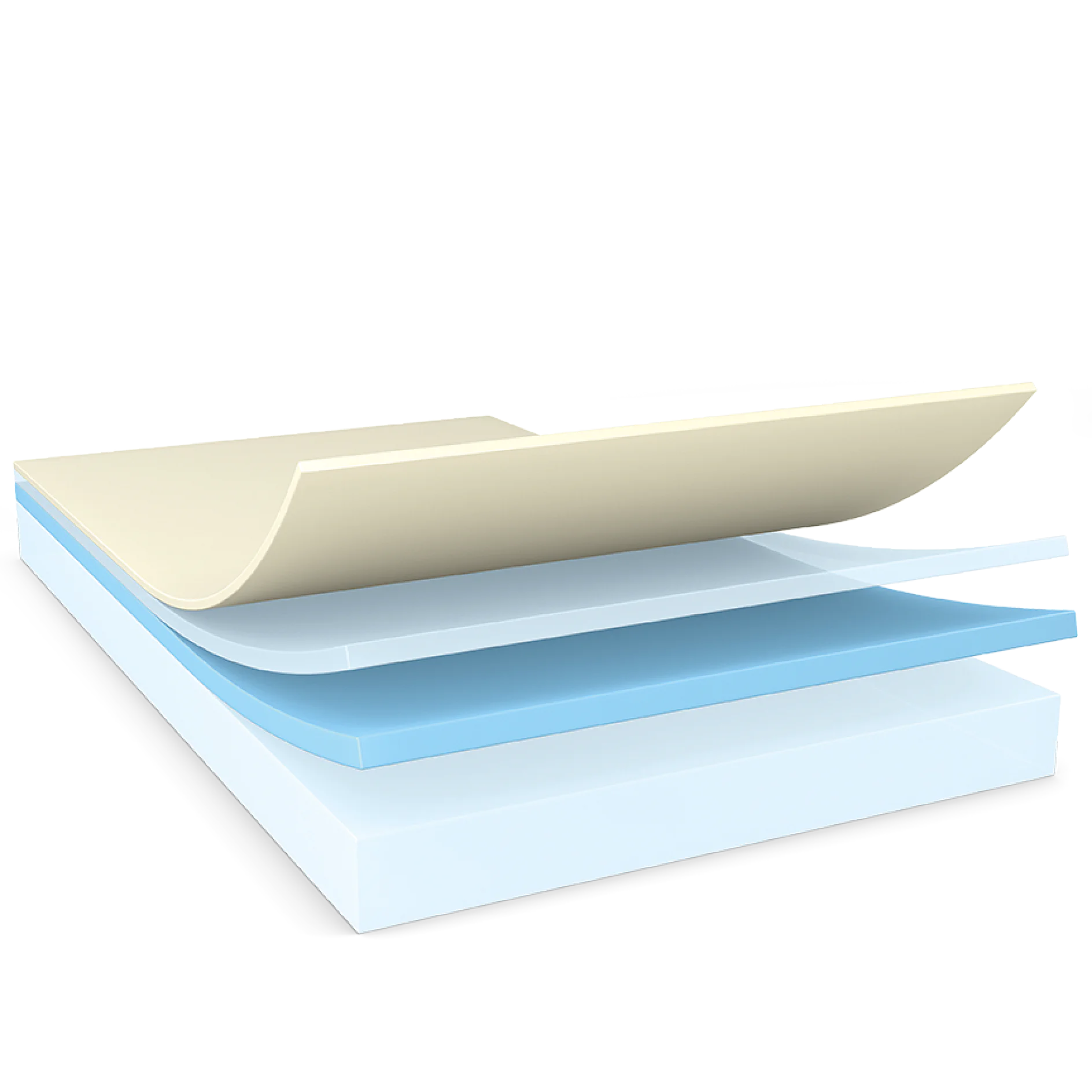 tesa adhesive tape layers separated showing backing, adhesive, and liner on a white background (This text has been generated by AI)