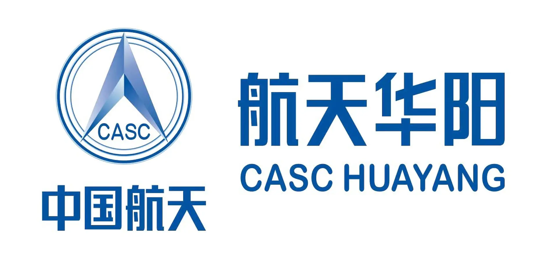 Logo of CASC HUAYANG. The design features a blue circle with a stylized A and the text CASC inside it. To the right, the text reads 航天华阳 CASC HUAYANG in blue characters. (This text has been generated by AI)