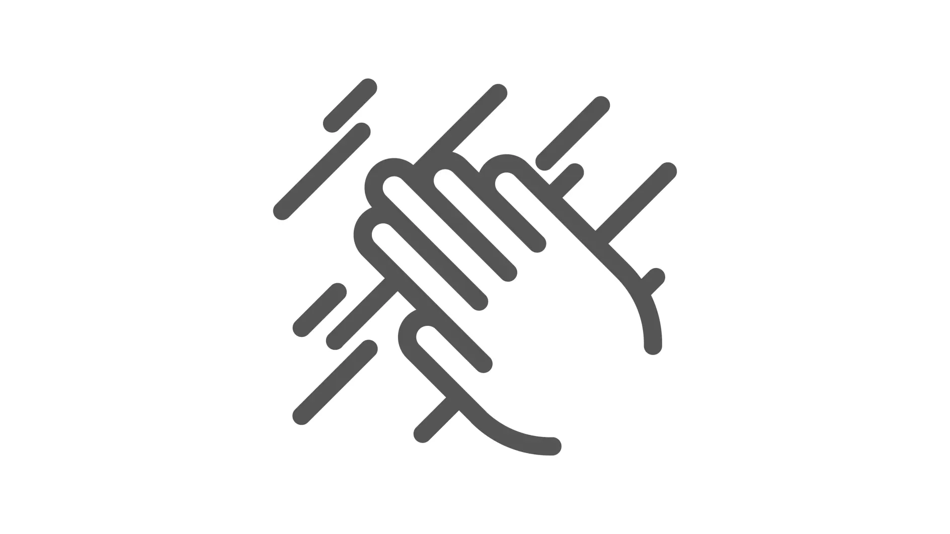 Icon depicting two hands clapping, symbolizing applause or appreciation, with motion lines around the hands to suggest movement. The design is in black and white. (This text has been generated by AI)