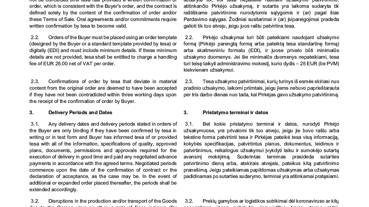 Terms and Conditions of Sale and Delivery (EN/LT) – tesa tape UAB