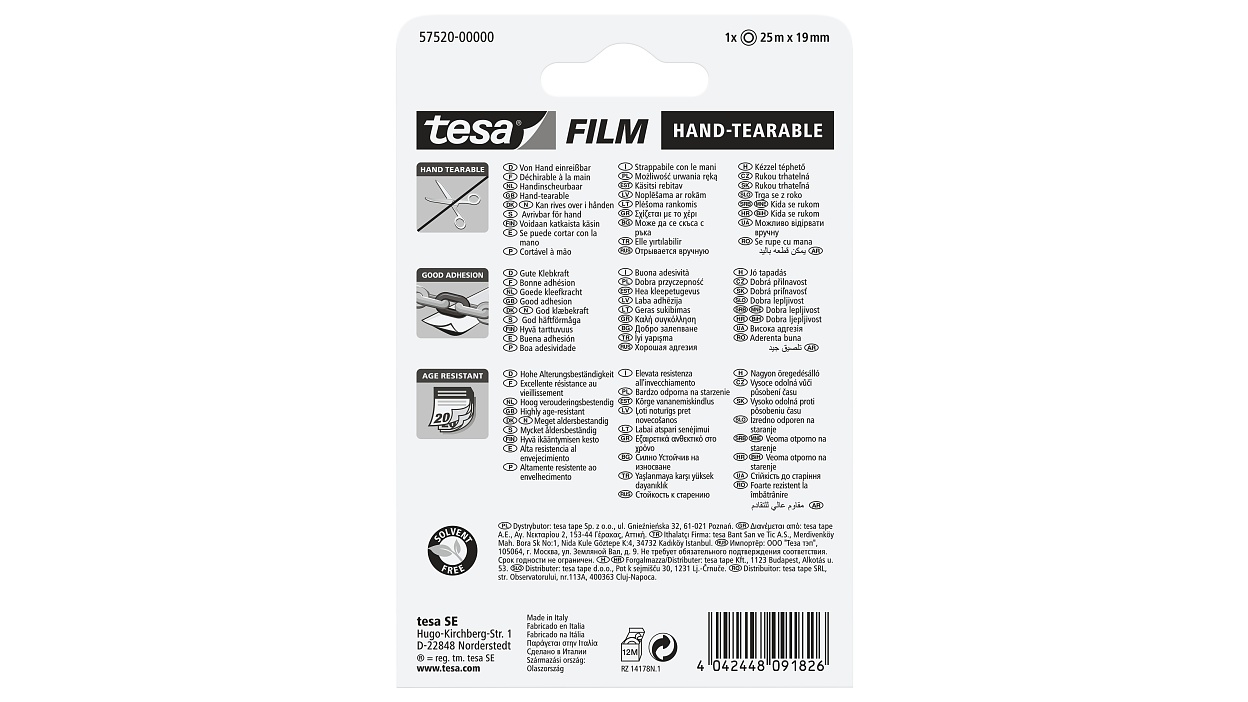 [en-en] 1 x tesafilm Hand-tearable 25:19, Blister