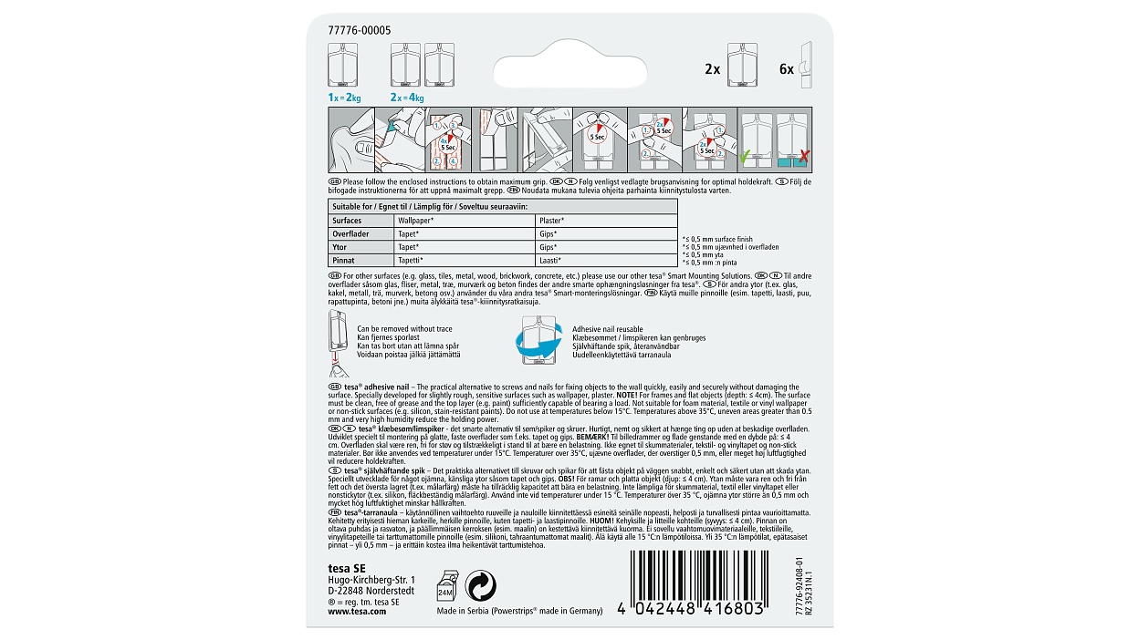 [en-en] tesa Smart Mounting system, adhesive nail for wallpaper, 2 x 2kg