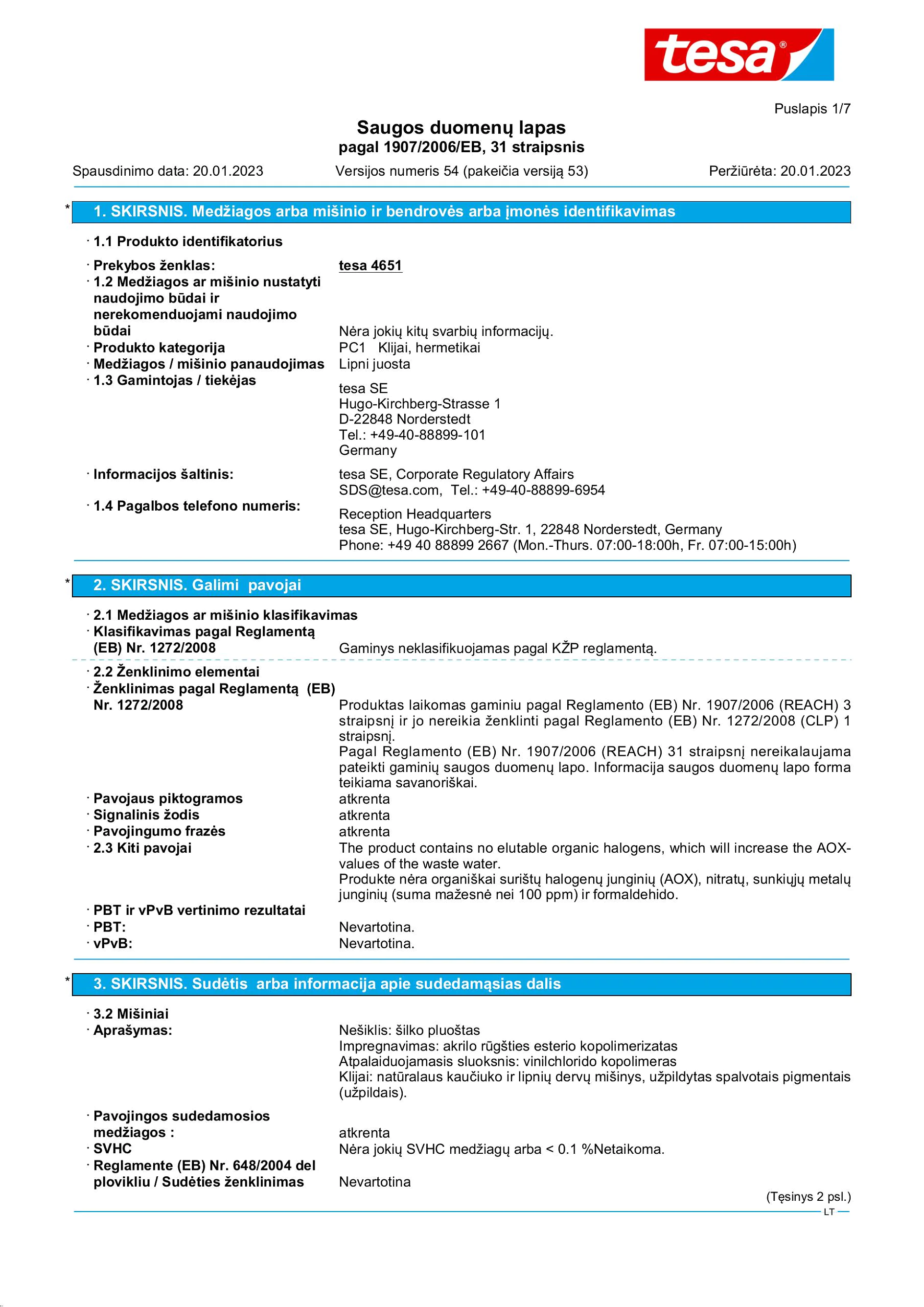 Safety data sheet_tesa® 04651_lt-LT_v54
