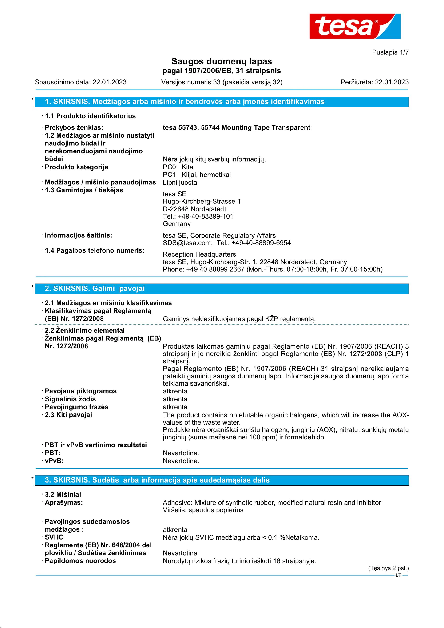 Safety data sheet_tesa® Powerbond 55744_lt-LT_v33