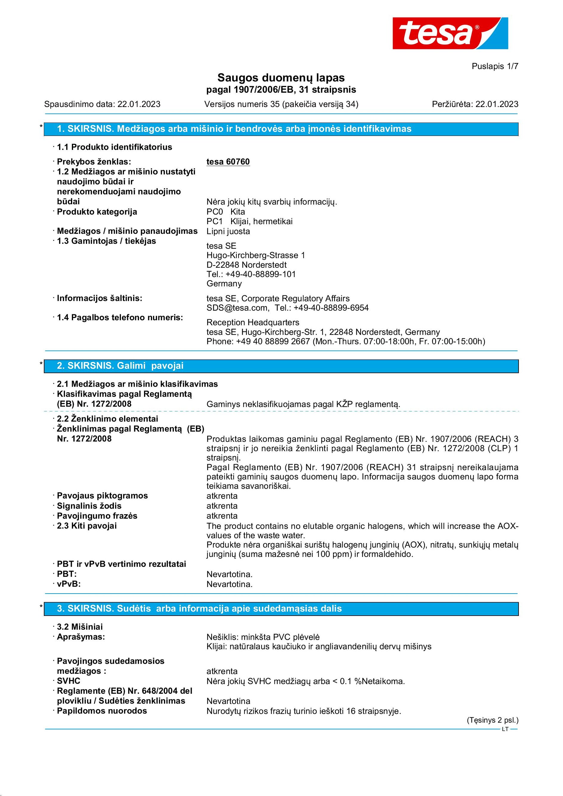 Safety data sheet_tesa® Professional 60760_lt-LT_v35