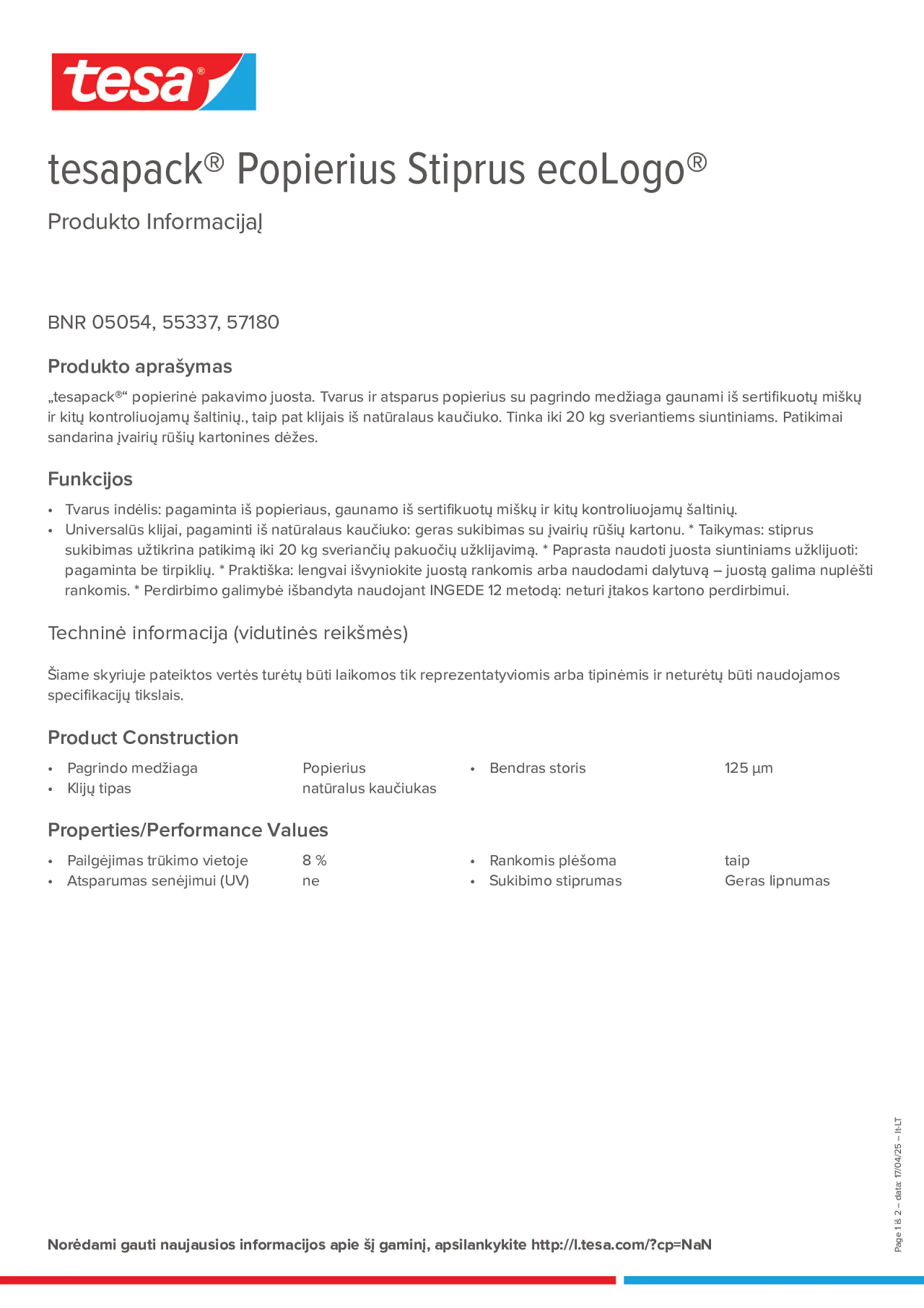 Product information_tesapack® 05054_lt-LT
