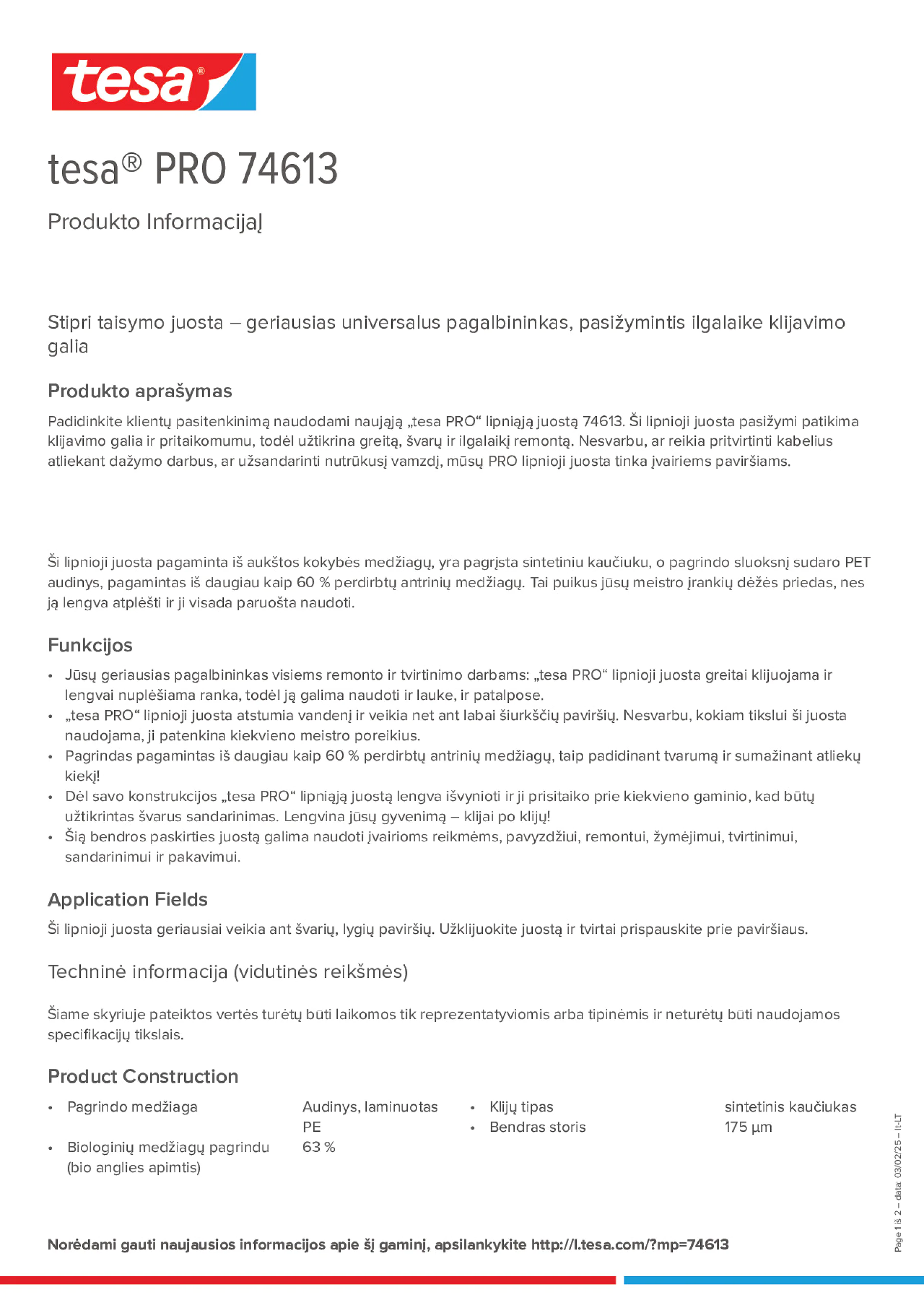 Product information_tesa® PRO 74613_lt-LT