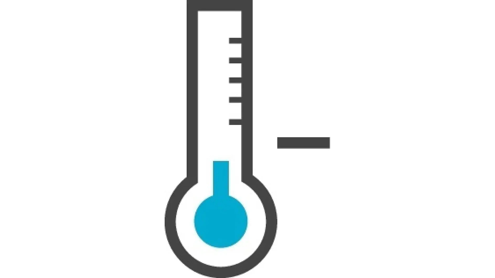 Illustration of a thermometer with a blue bulb, indicating a low temperature. The scale is on the left side of the vertical tube, and there is a horizontal dash to the right of the thermometer. (This text has been generated by AI)