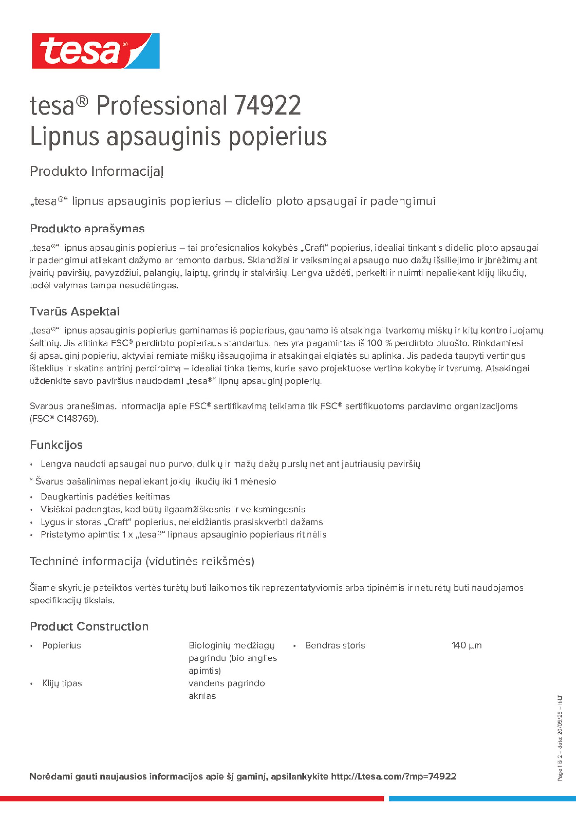 Product information_tesa® Professional 74922_lt-LT
