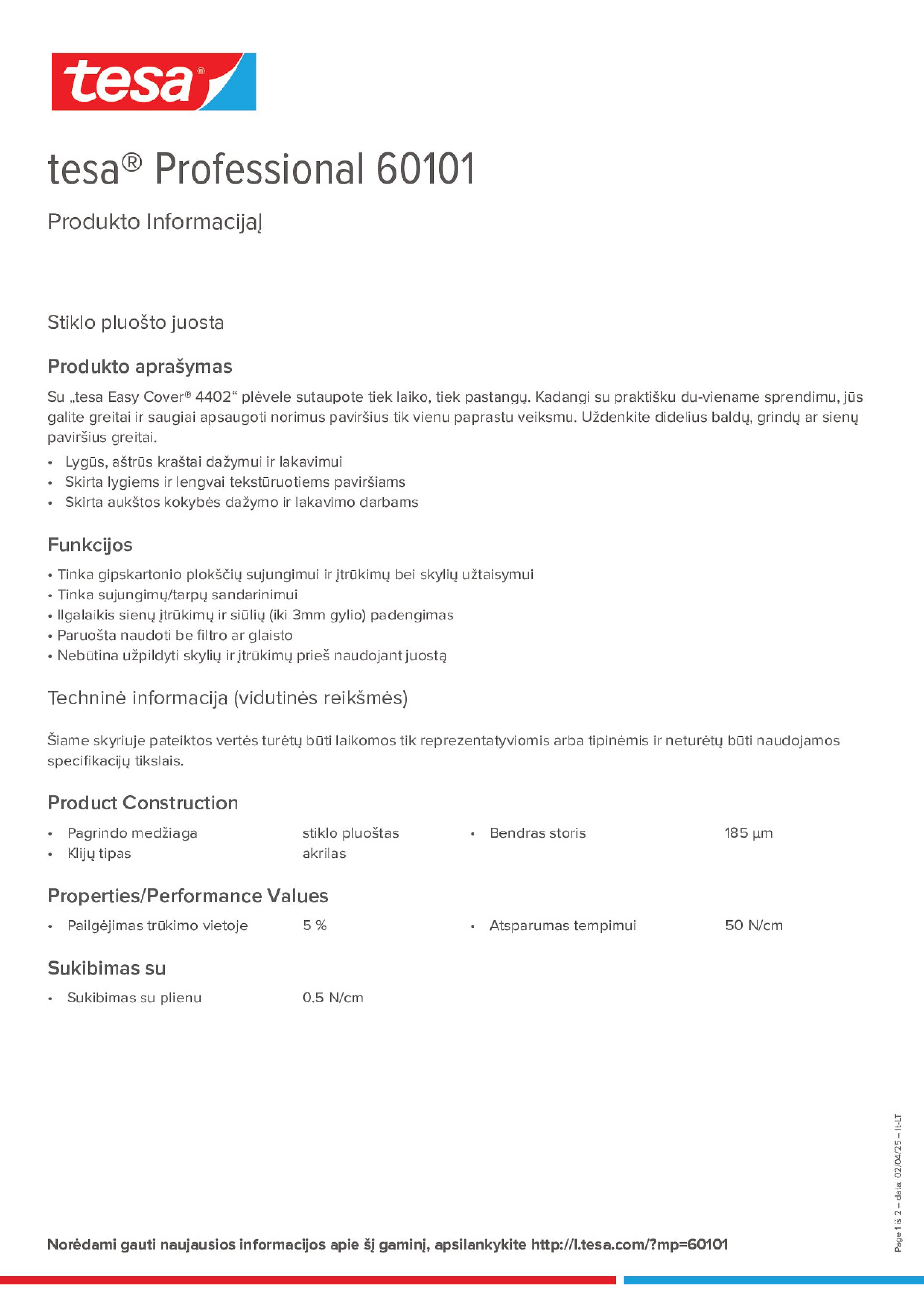 Product information_tesa® Professional 60101_lt-LT