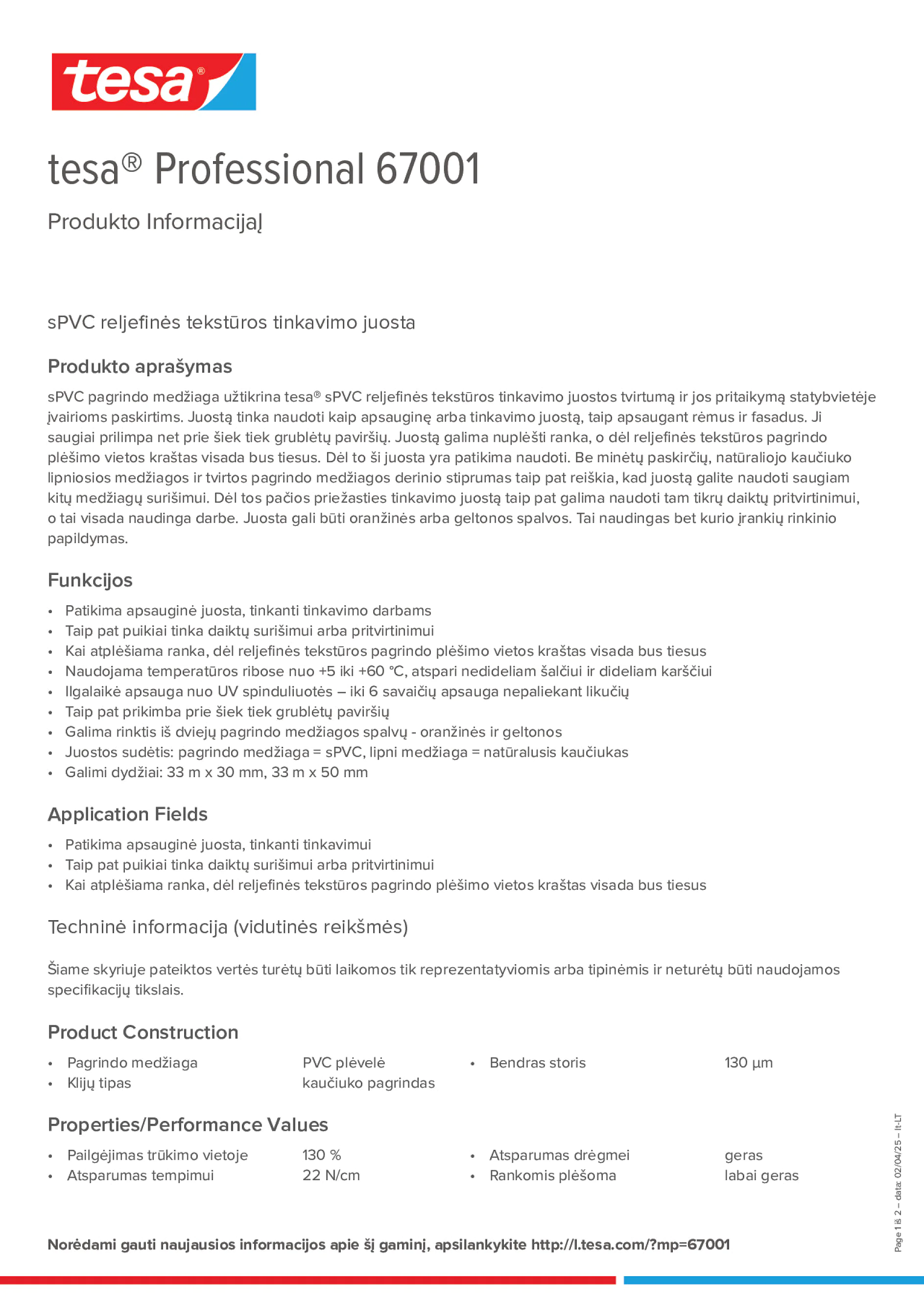Product information_tesa® Professional 67001_lt-LT