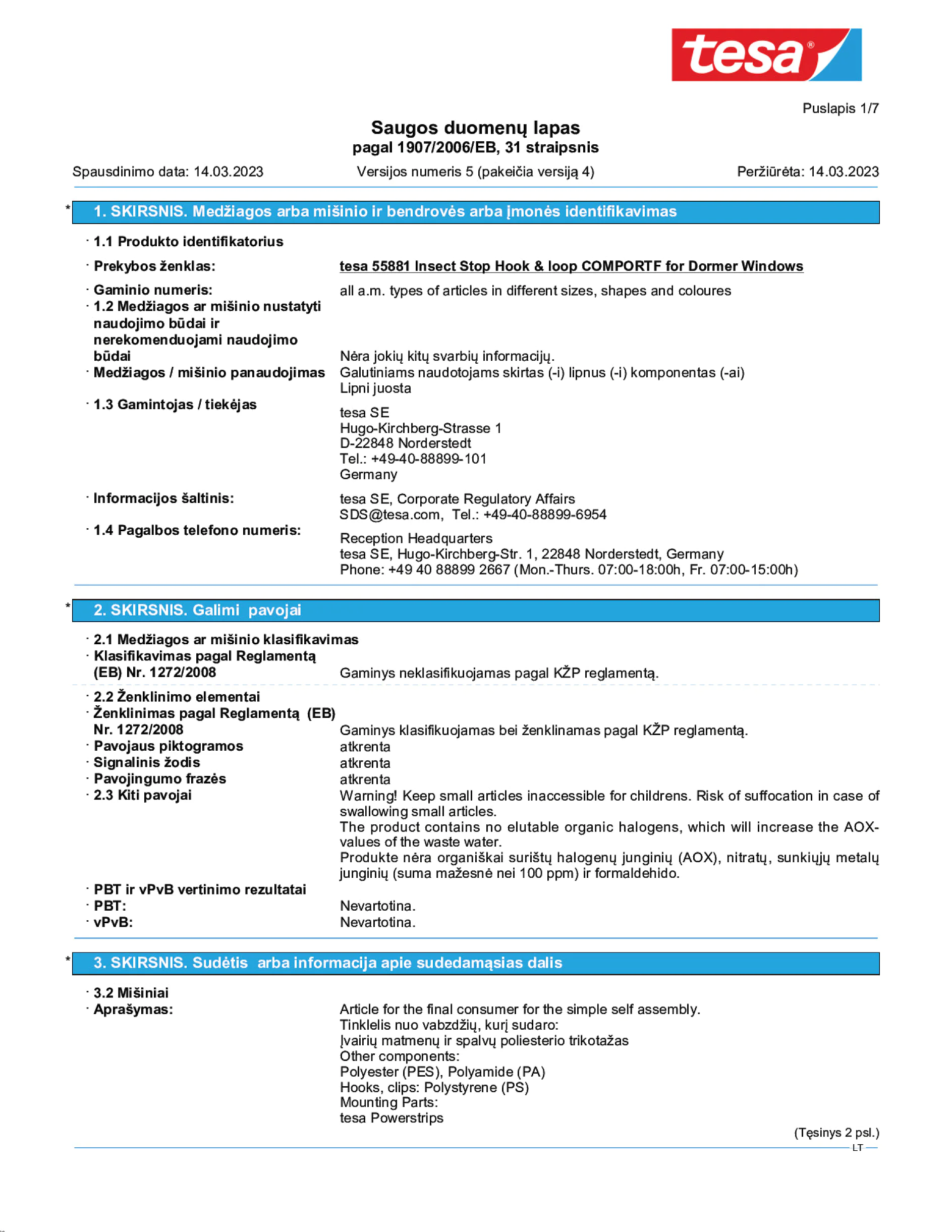 Safety data sheet_tesa® 55881_lt-LT_v5