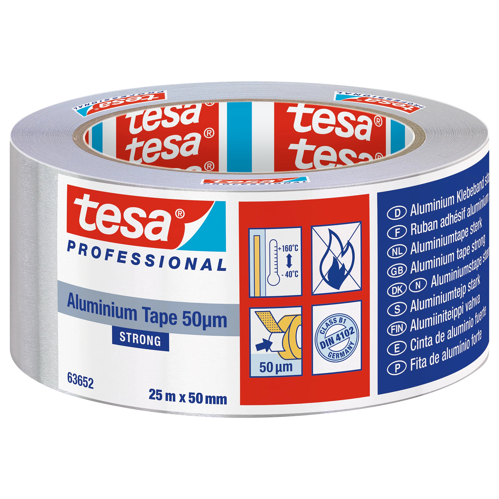 [en-en] tesa Professional Aluminium tape with liner, 25m x 50mm