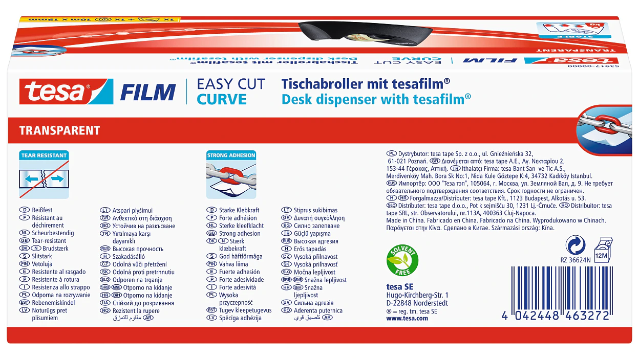 [en-en] 1 x tesafilm Transparent 10m x 19mm + Curve Dispenser, Folding Box