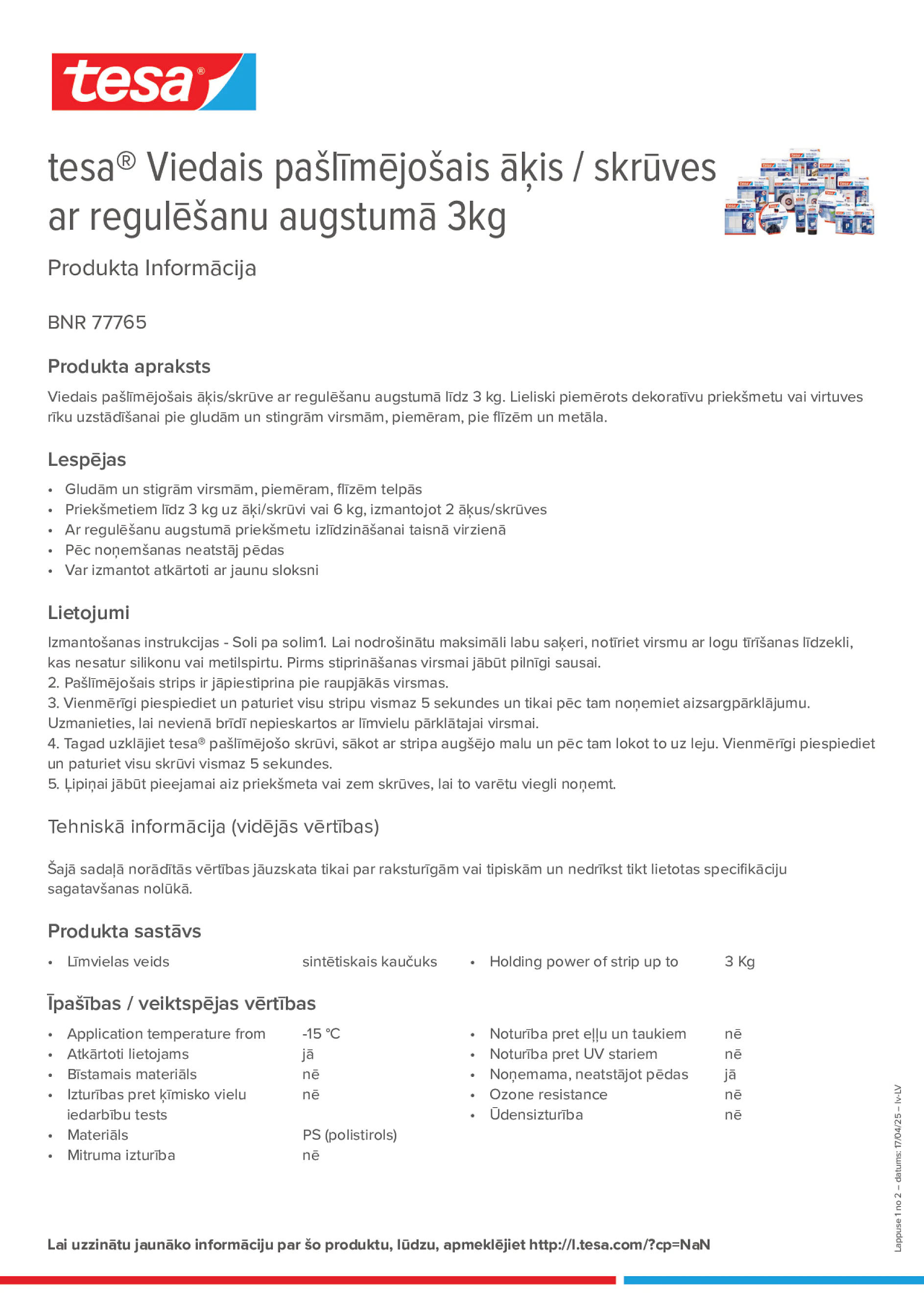 Product information_tesa® 77765_lv-LV