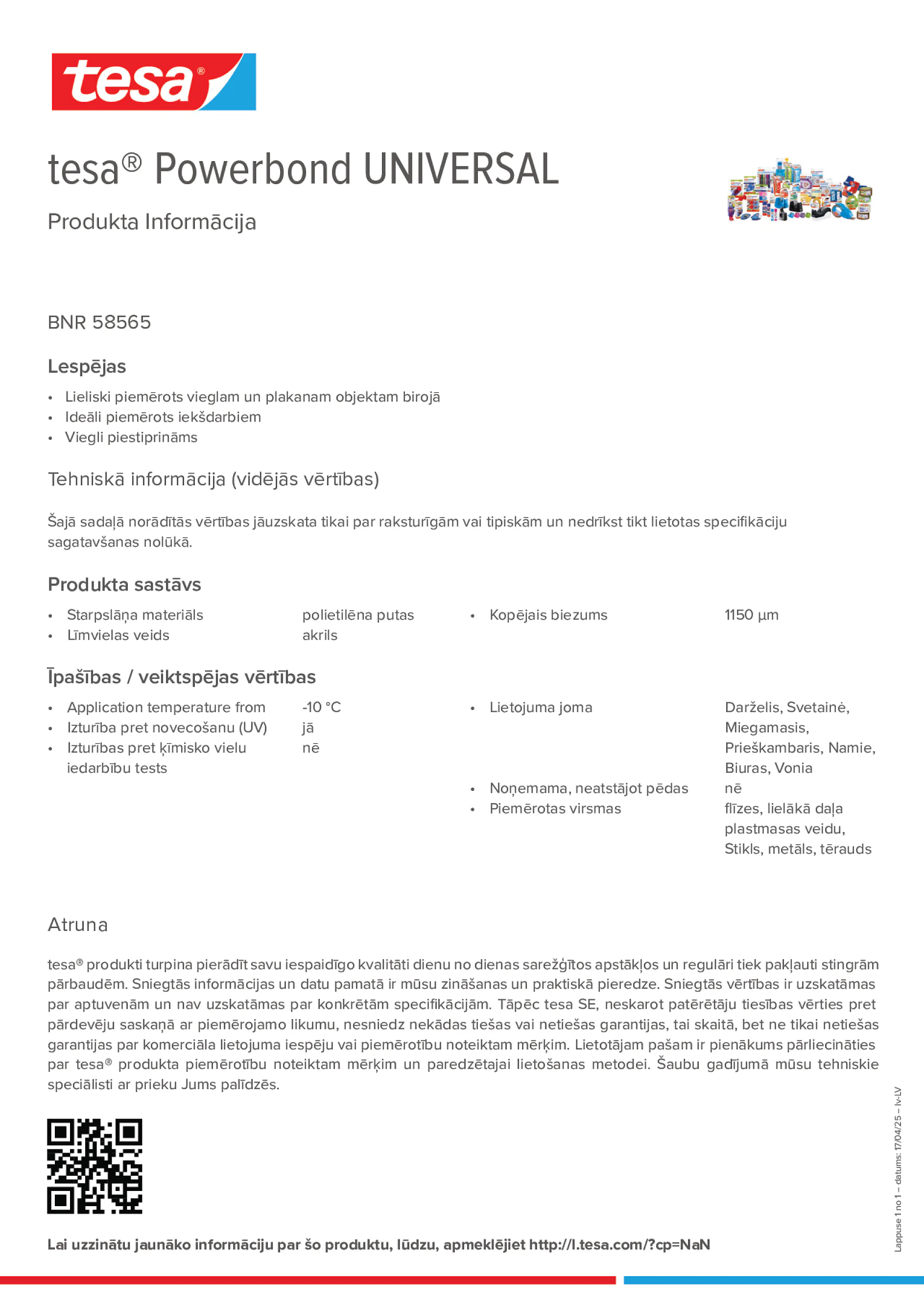 Product information_tesa® Powerbond 58565_lv-LV
