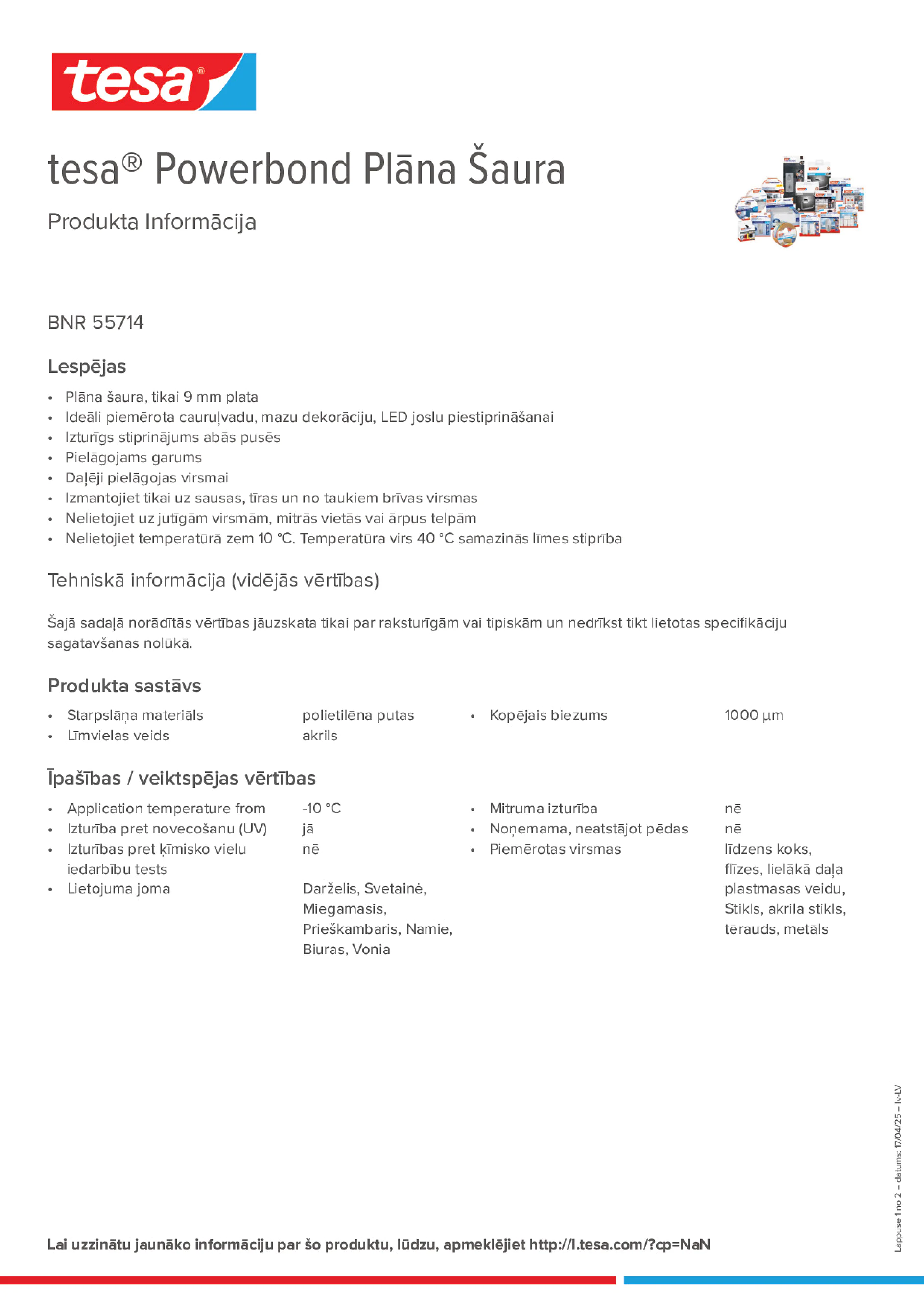 Product information_tesa® Powerbond 55714_lv-LV