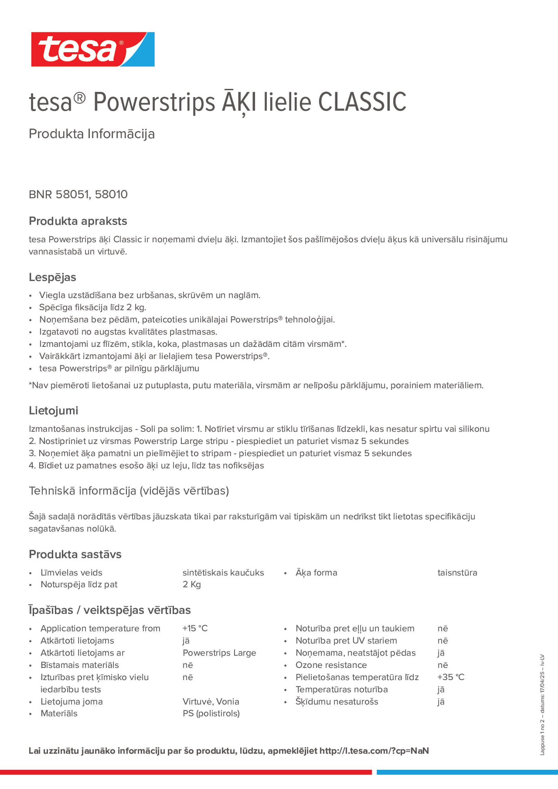 Product information_tesa® Powerstrips 58051_lv-LV