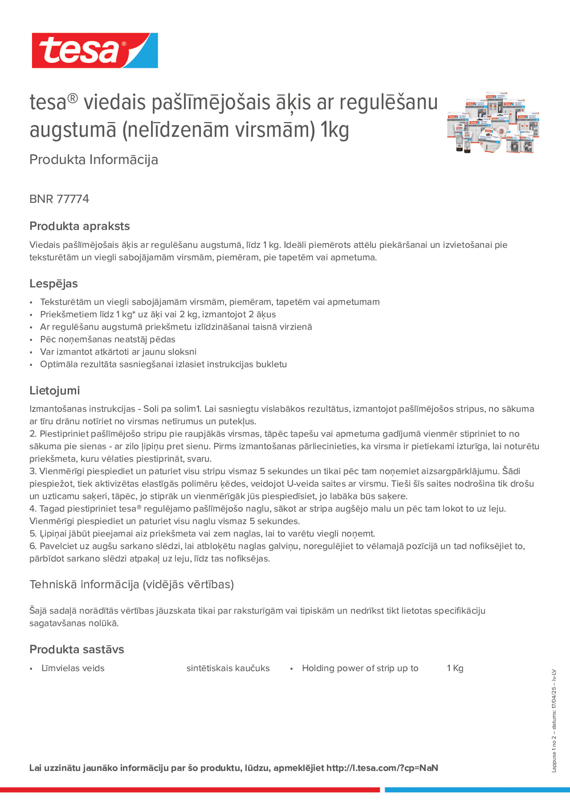 Product information_tesa® 77774_lv-LV