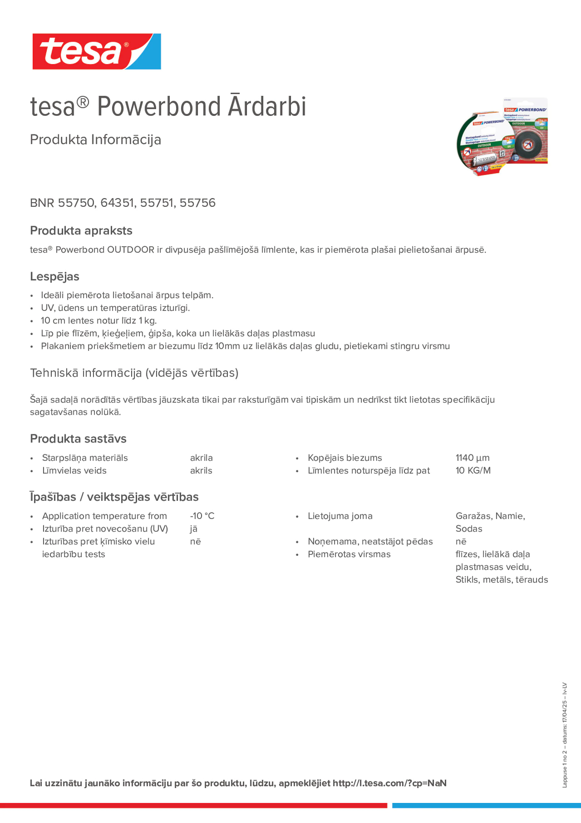 Product information_tesa® Powerbond 55751_lv-LV