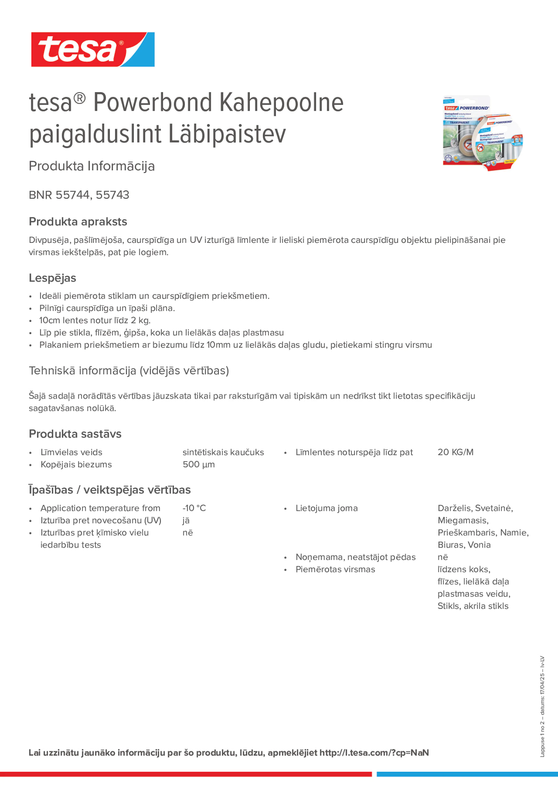 Product information_tesa® Powerbond 55744_lv-LV