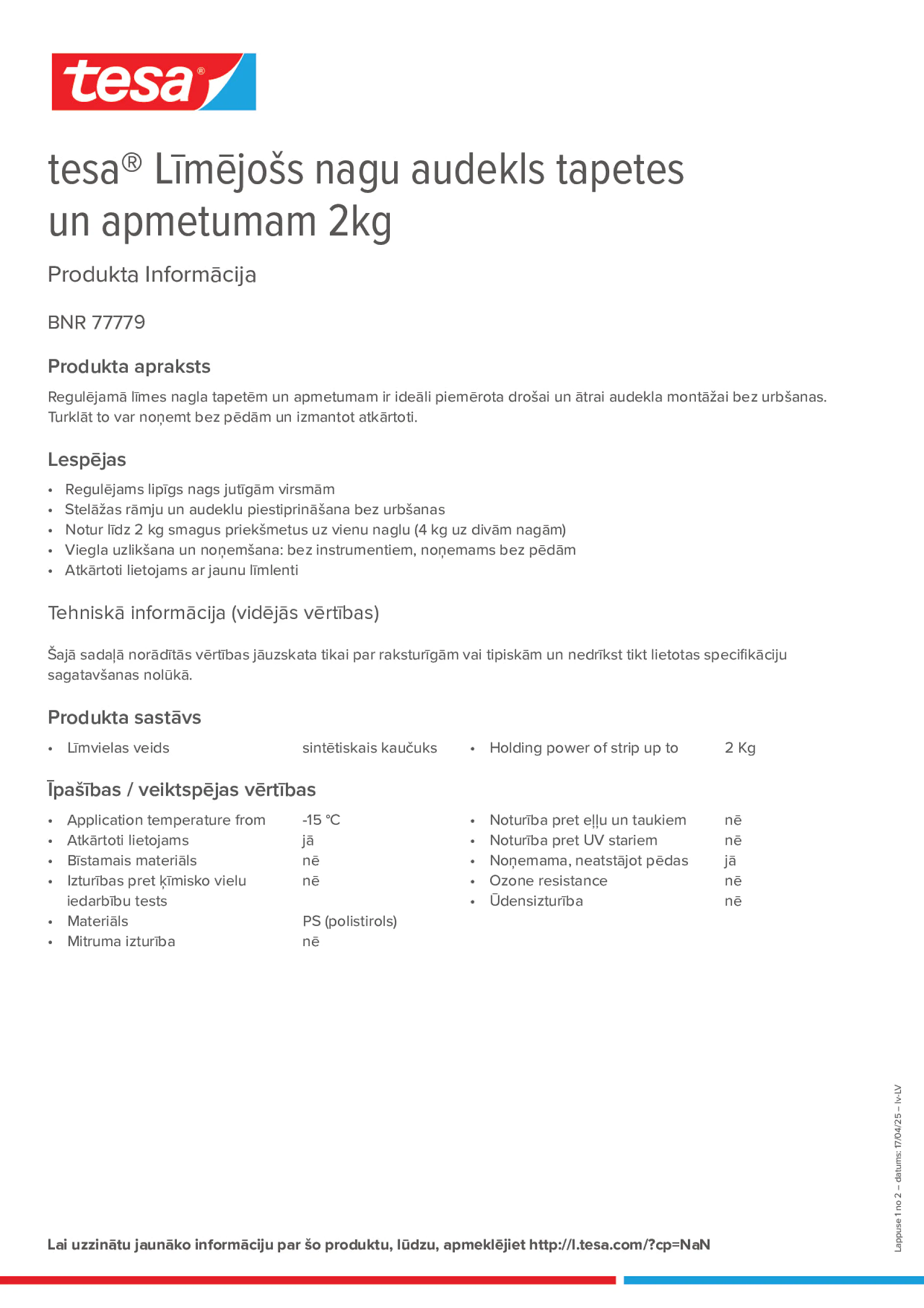 Product information_tesa® 77779_lv-LV