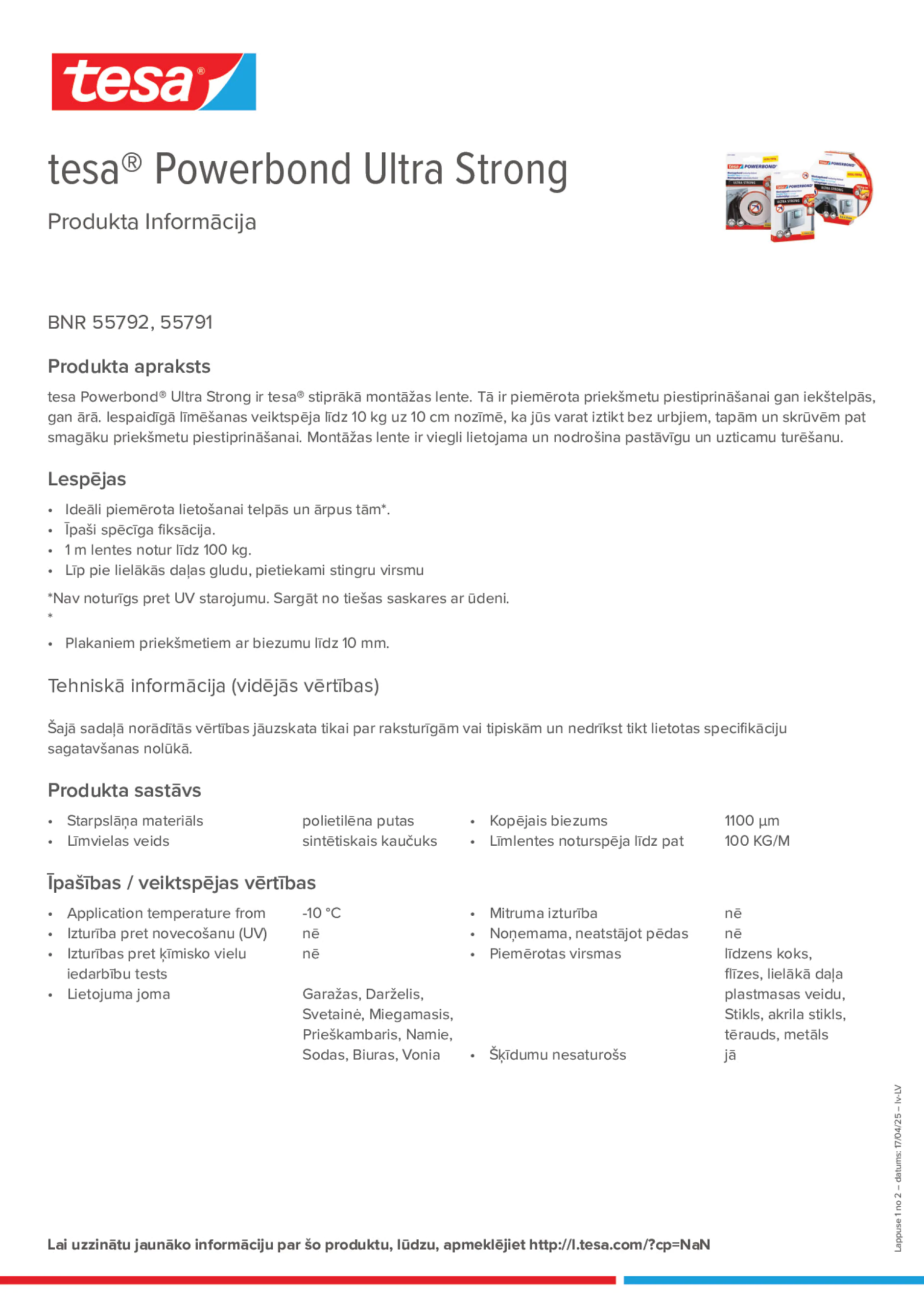Product information_tesa® Powerbond 55791_lv-LV