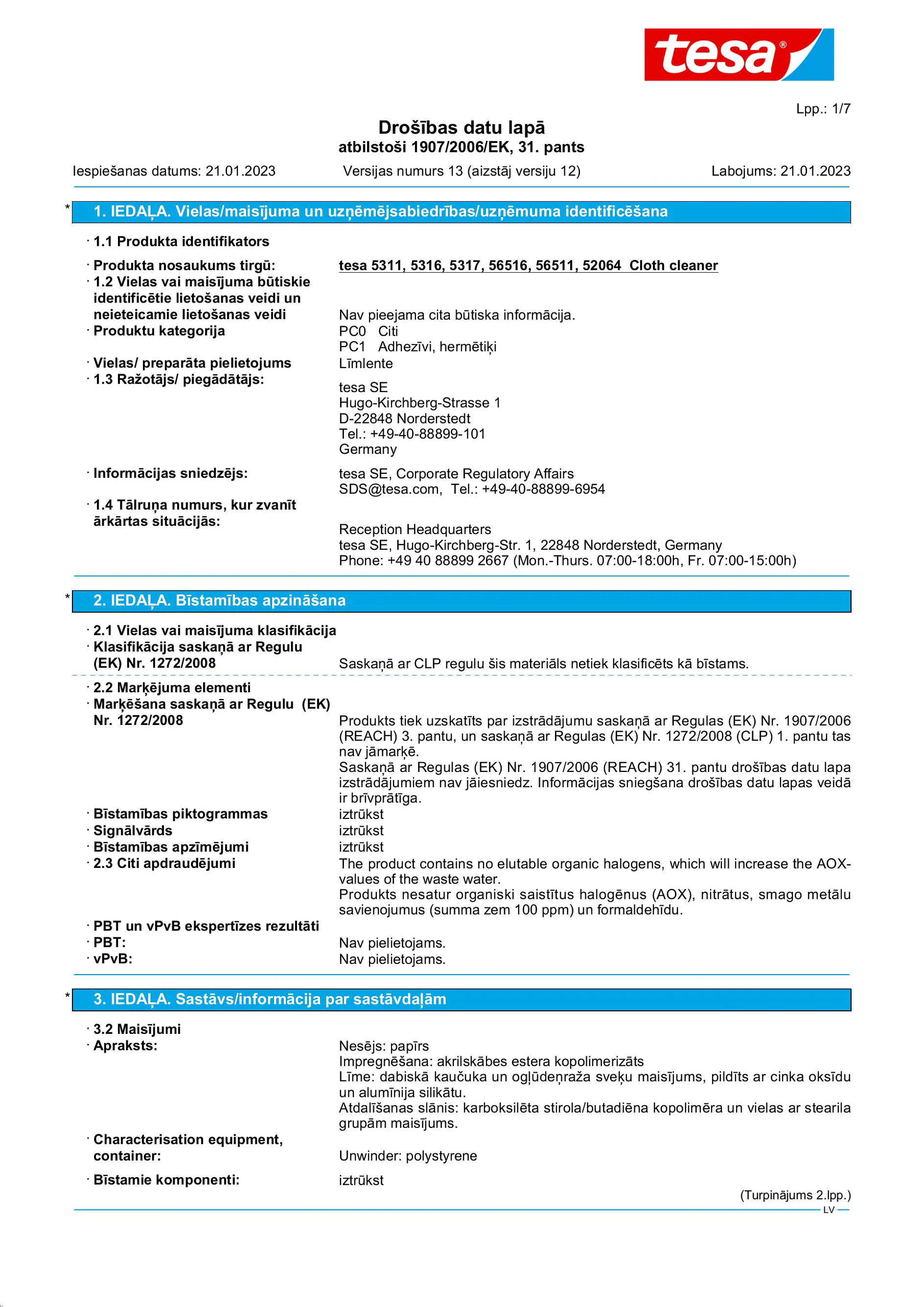 Safety data sheet_tesa® 5317_lv-LV_v13