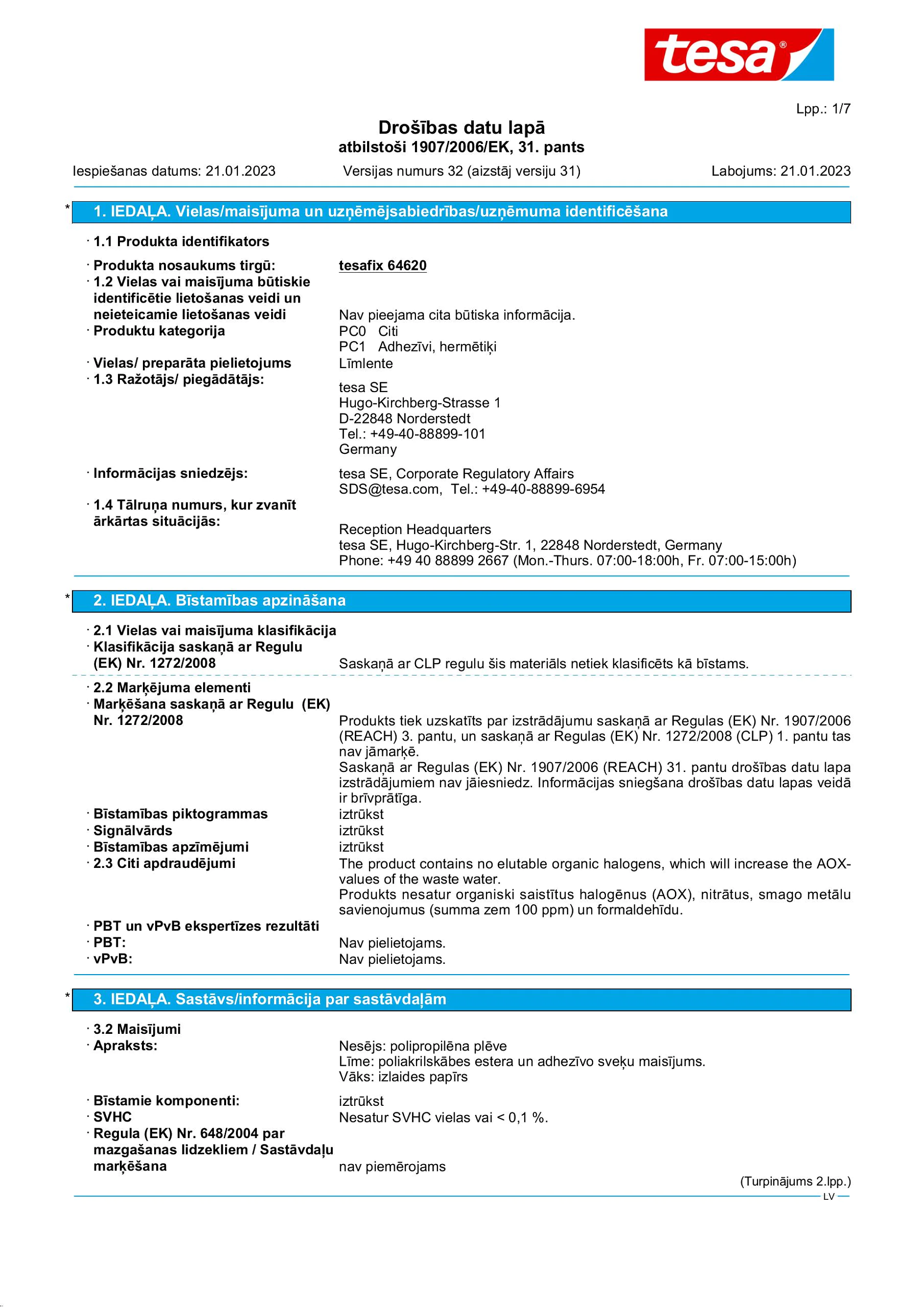 Safety data sheet_tesa® 64620_lv-LV_v32