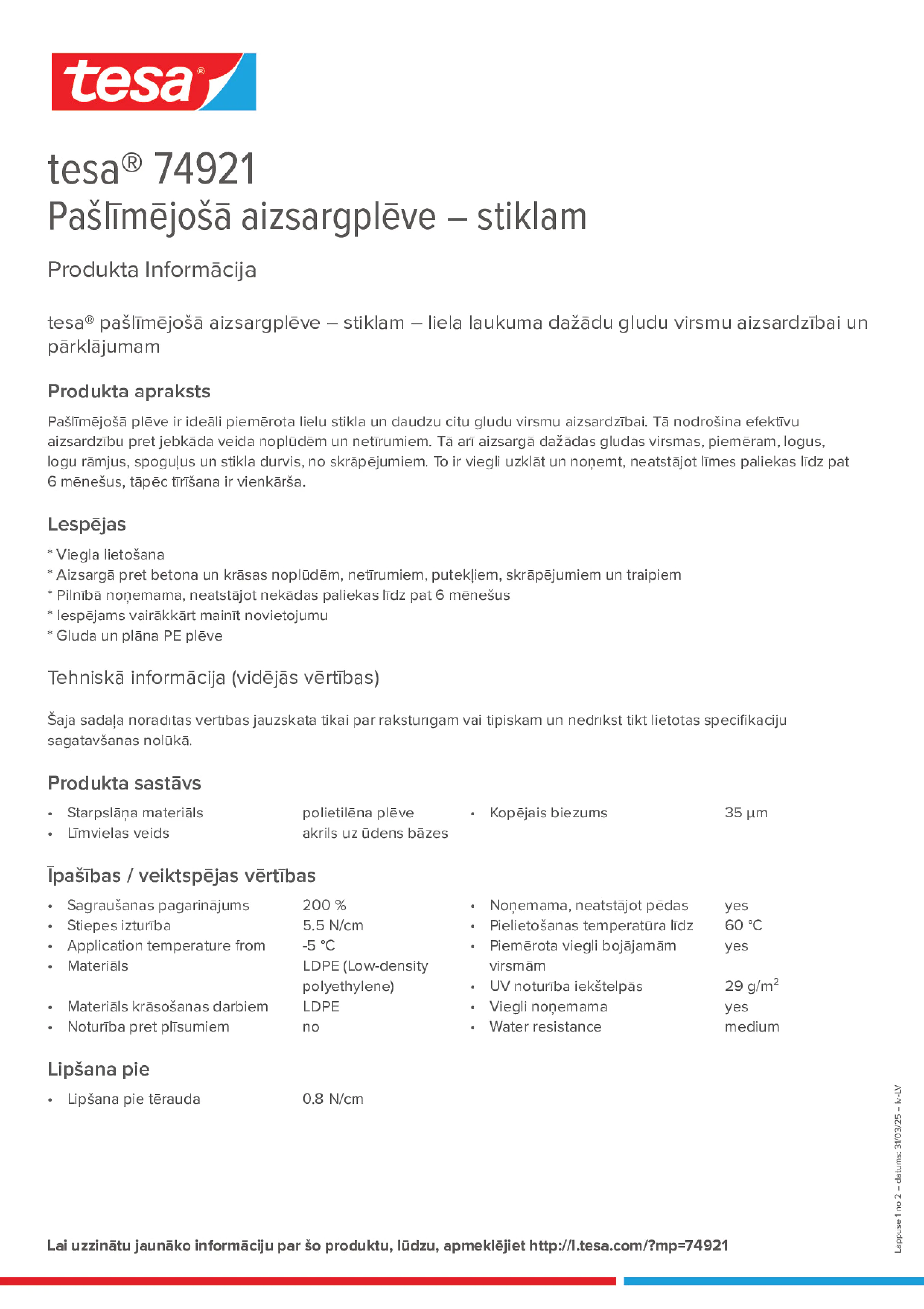 Product information_tesa® 74921_lv-LV