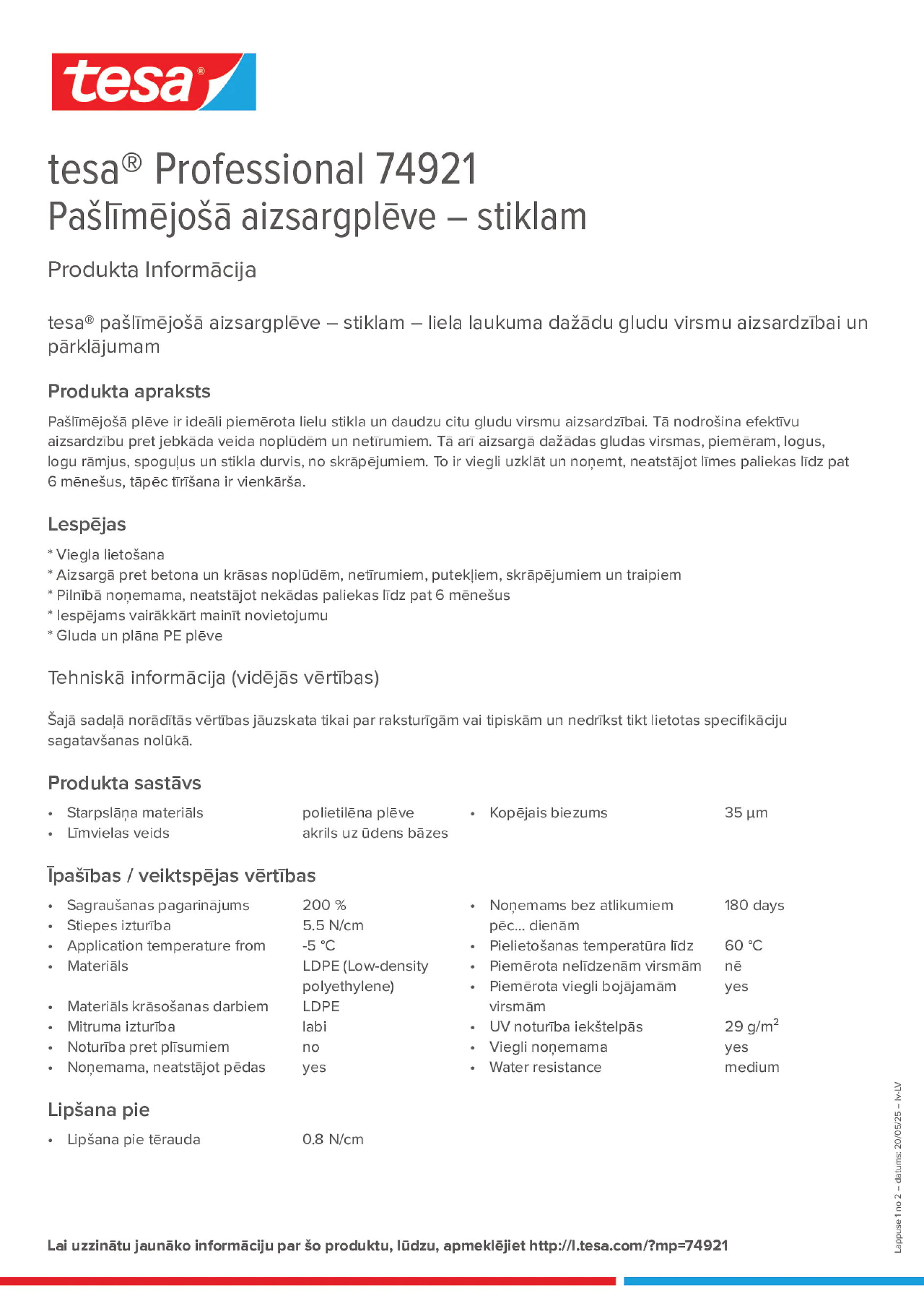 Product information_tesa® Professional 74921_lv-LV