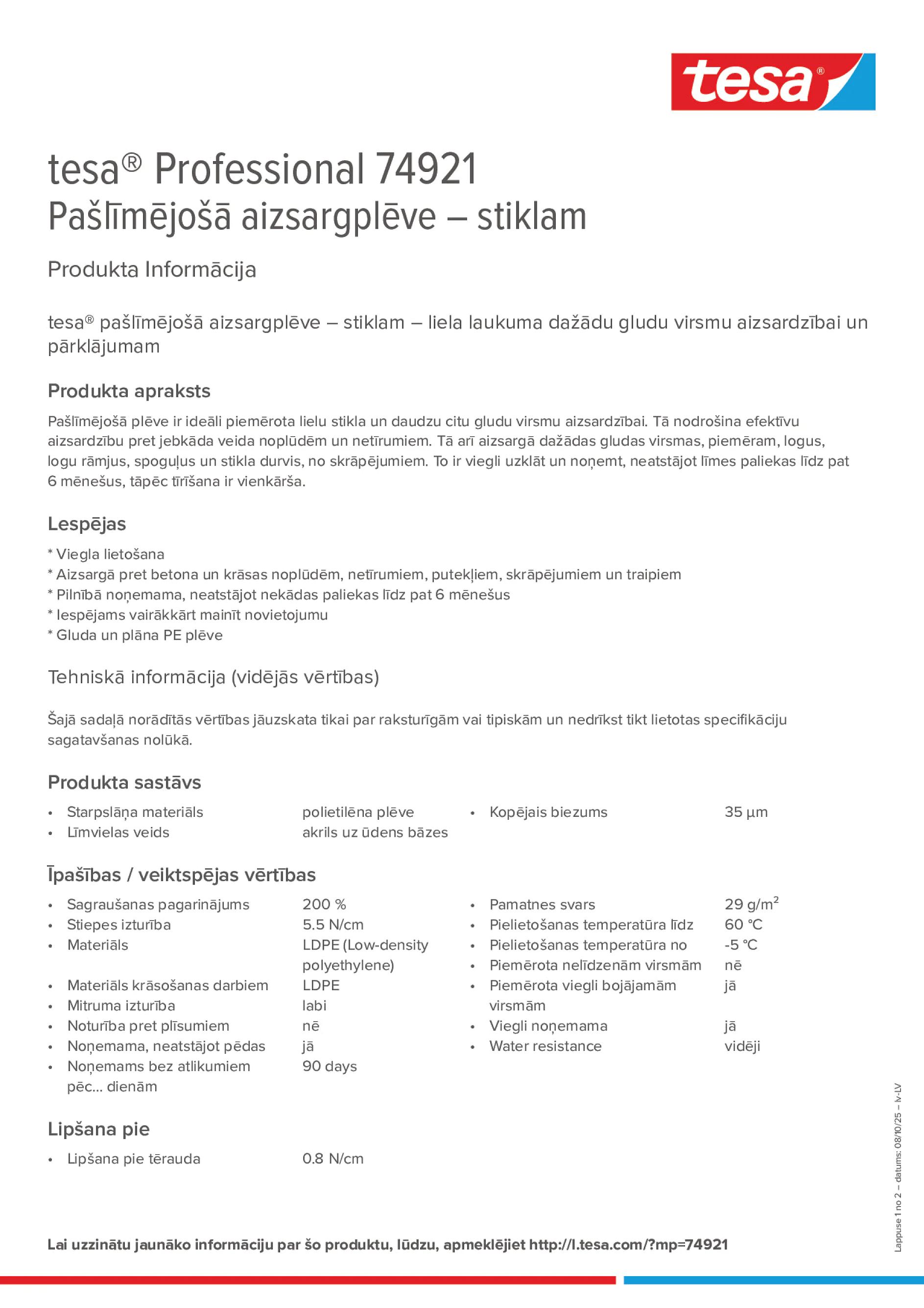Product information_tesa® Professional 74921_lv-LV